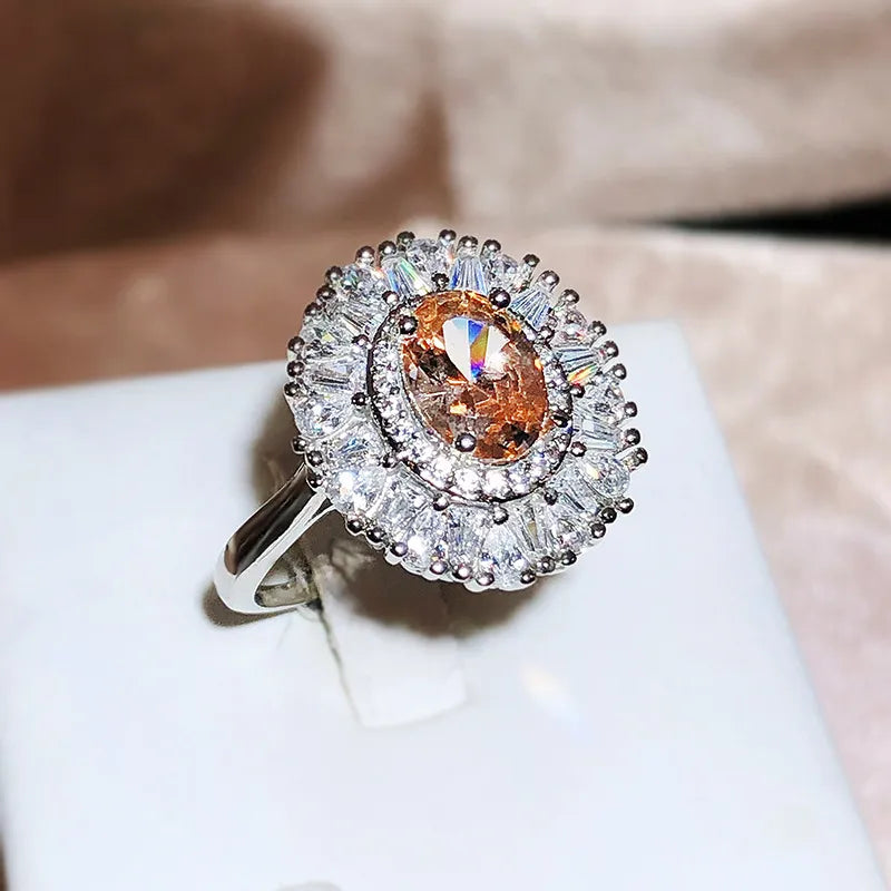 2024 Shiny Zircon Silver Ring - Y2K Aesthetic Bridal Jewelry for Coquette & Grunge Styles