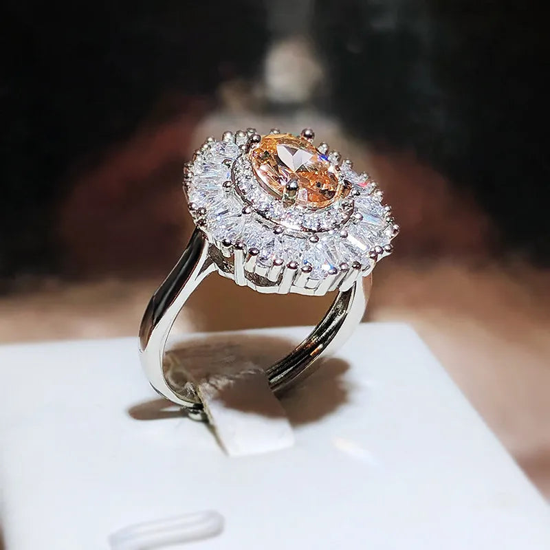 2024 Shiny Zircon Silver Ring - Y2K Aesthetic Bridal Jewelry for Coquette & Grunge Styles