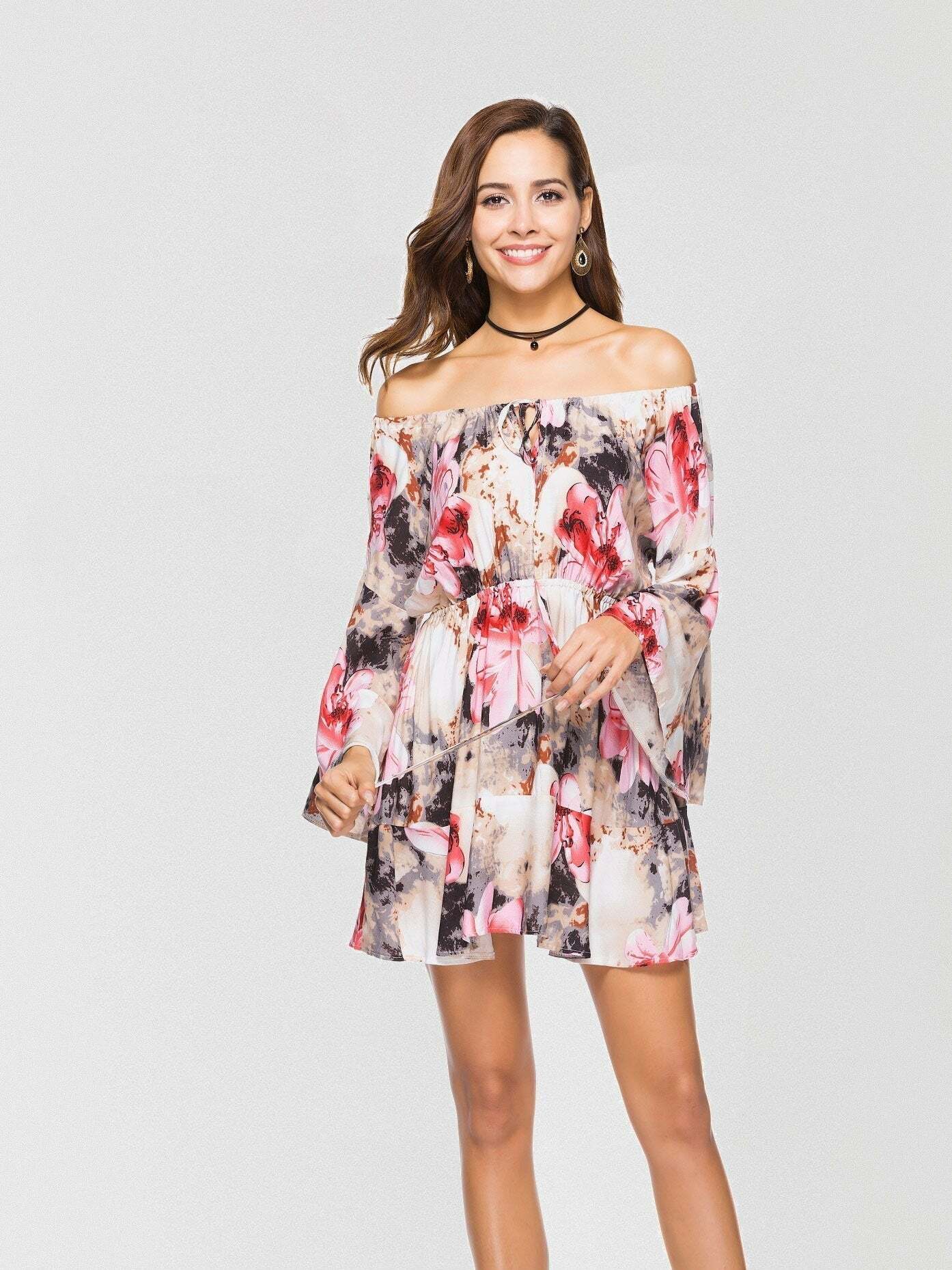 2024 What Is Love Y2K Floral Off The Shoulder Dress - Coquette & Grunge Aesthetic