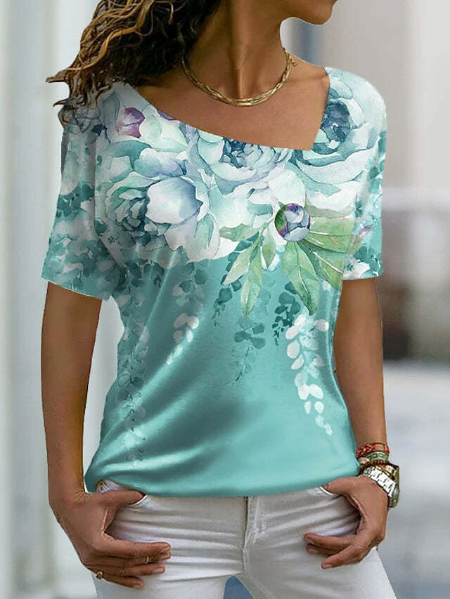 2024 Women's Y2K Floral Graphic Tee - Comfy Coquette Aesthetic Weekend Top