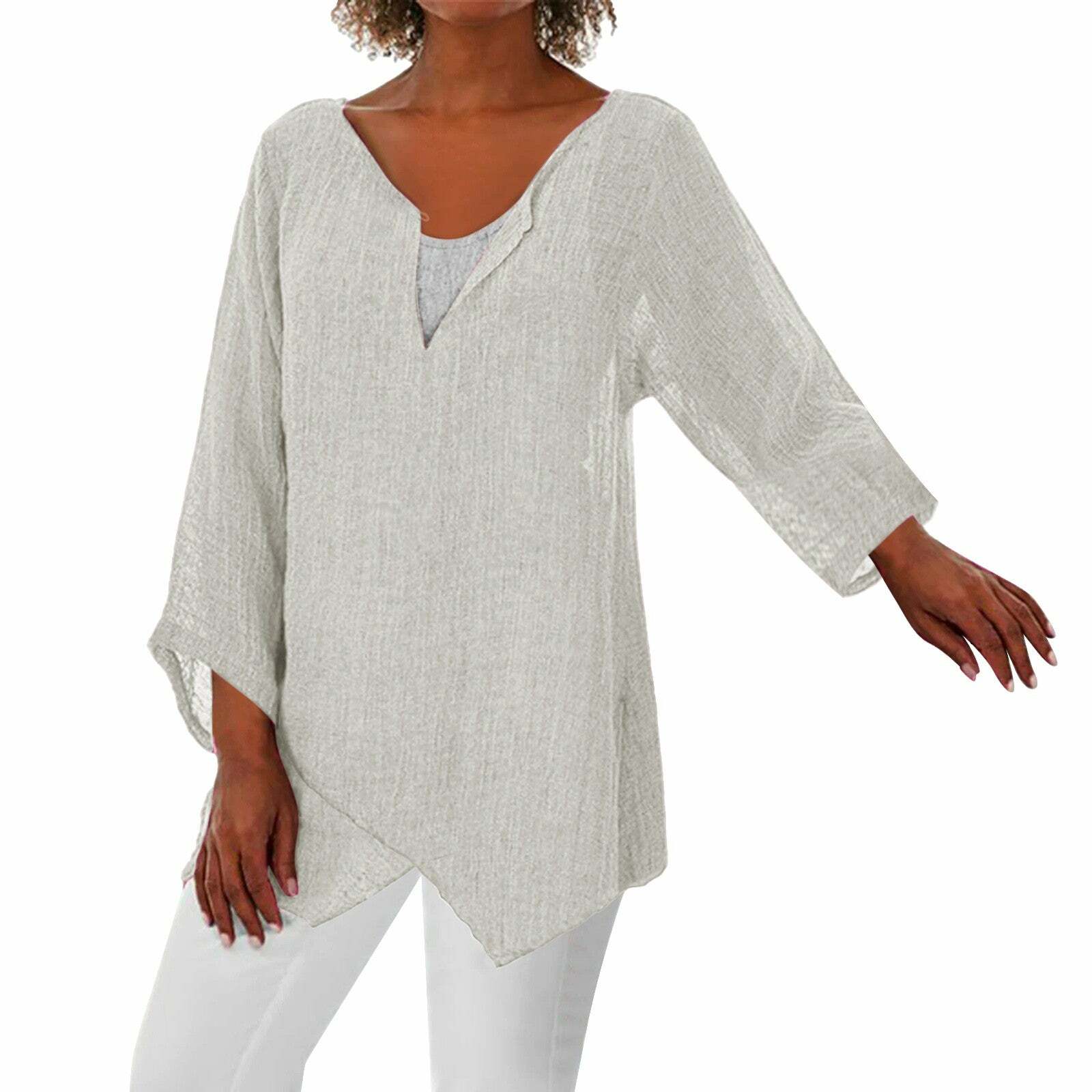 2024 Women's Y2K V-Neck Long Sleeve Tunic - Comfy Casual Top for Coquette & Grunge Aesthetics