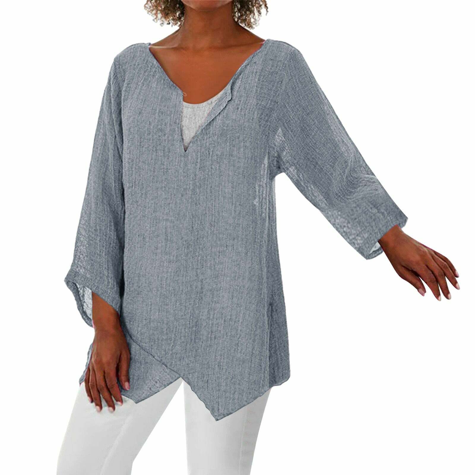 2024 Women's Y2K V-Neck Long Sleeve Tunic - Comfy Casual Top for Coquette & Grunge Aesthetics