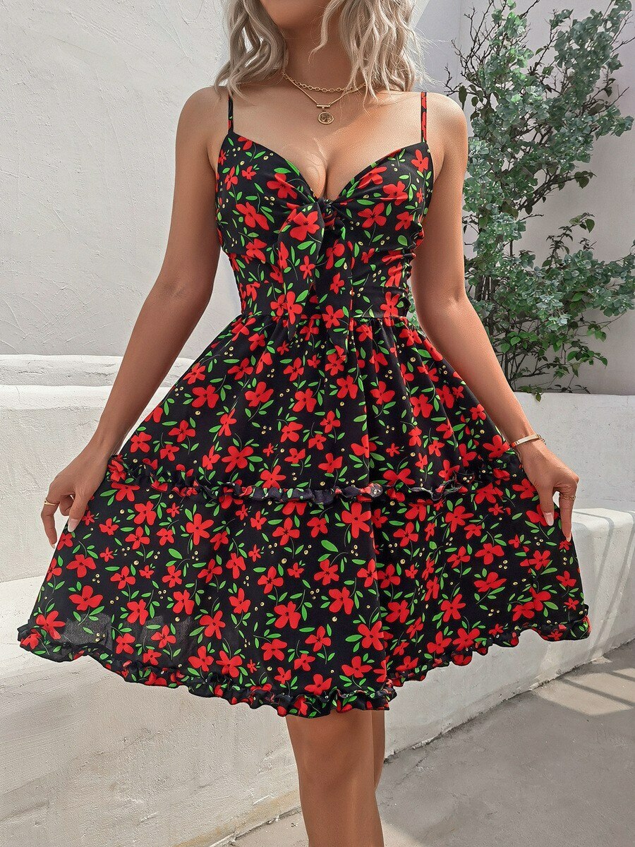 2024 Y2K Floral Cut-Out Cami Dress - Coquette Aesthetic with Grunge Vibes