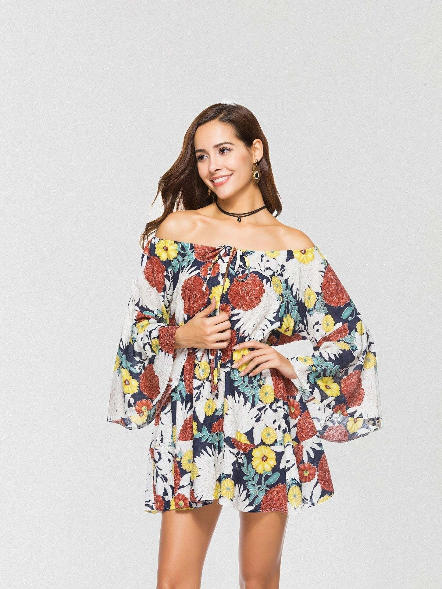 2024 Y2K Floral Off The Shoulder Dress - Coquette Aesthetic with Grunge Vibes