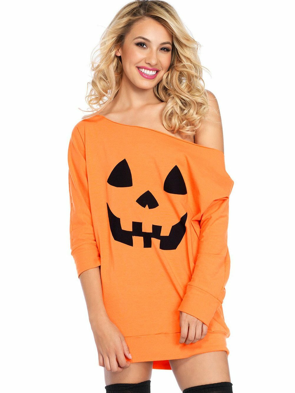 2024 Y2K Pumpkin Print Cold Shoulder Mini Dress - Cute Coquette & Grunge Aesthetic