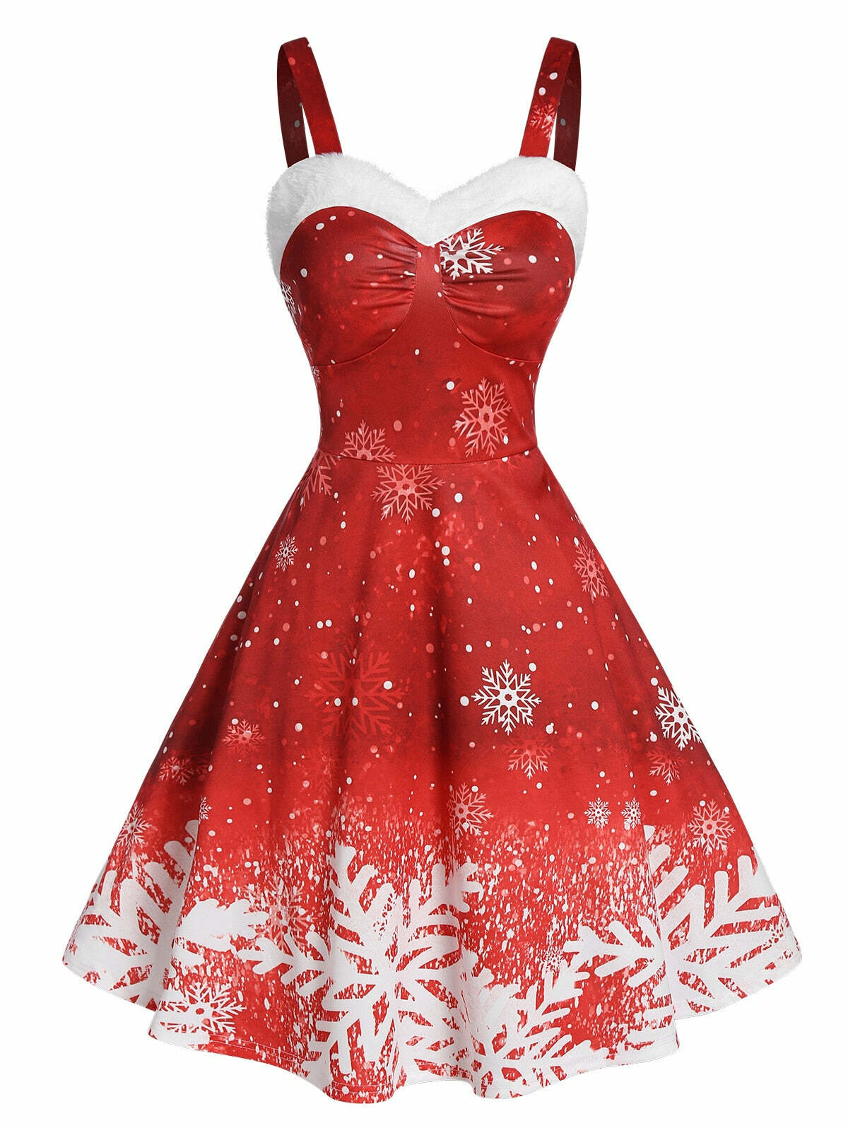 2024 Y2K Vintage Christmas Dress - Ombre Snowflake Print Off-Shoulder Party Dress