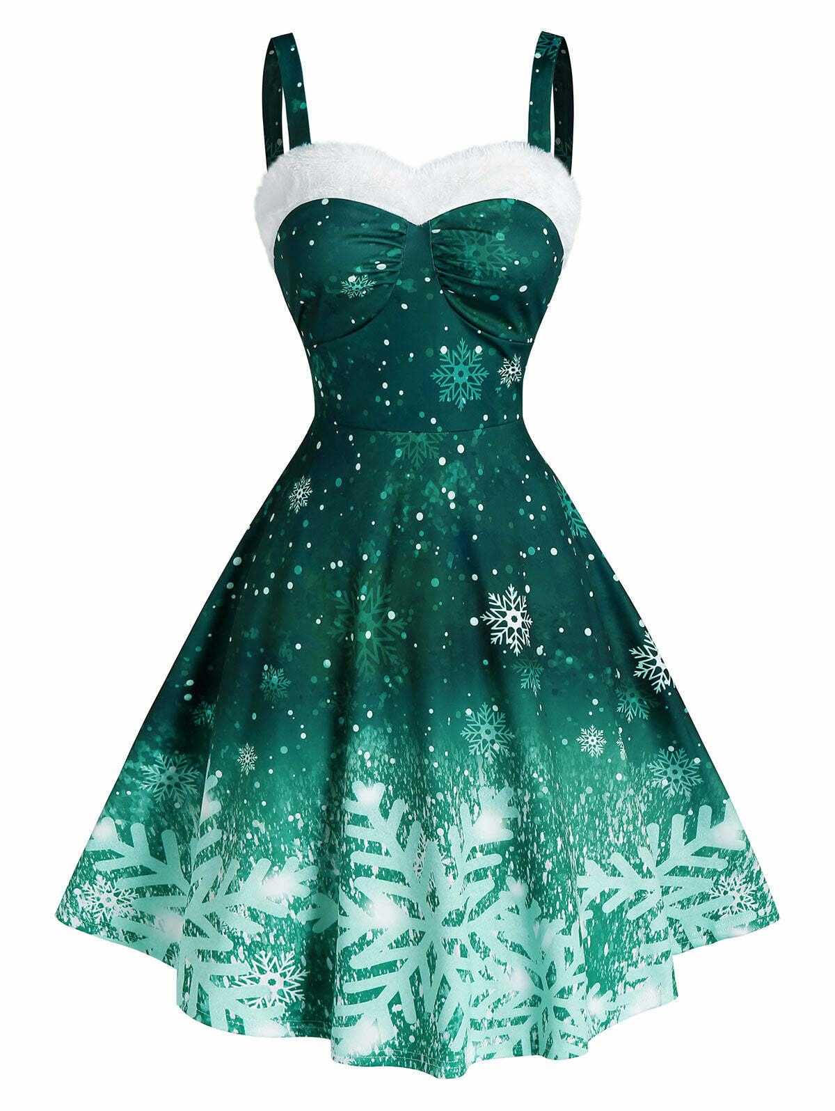 2024 Y2K Vintage Christmas Dress - Ombre Snowflake Print Off-Shoulder Party Dress