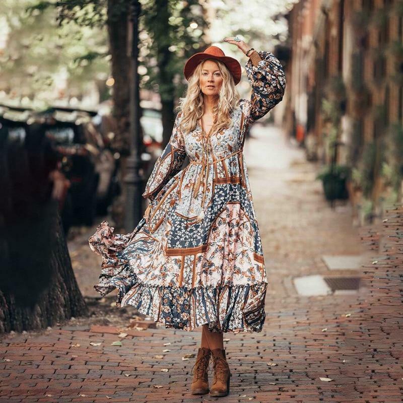 Autumnish Y2K Grunge Aesthetic Long Sleeve Irregular Retro Dress for Cozy Fall Vibes