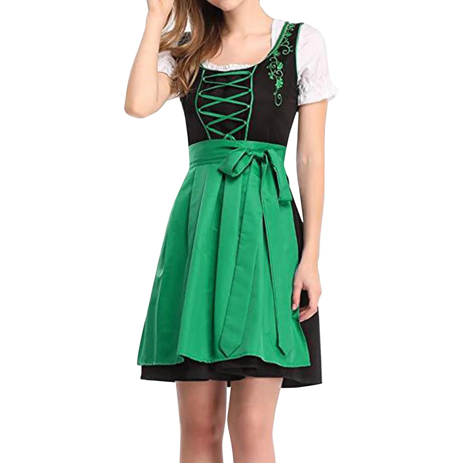 Bavarian Dirndl Dress for Oktoberfest - Y2K Aesthetic Cosplay with Cute Plaid Design