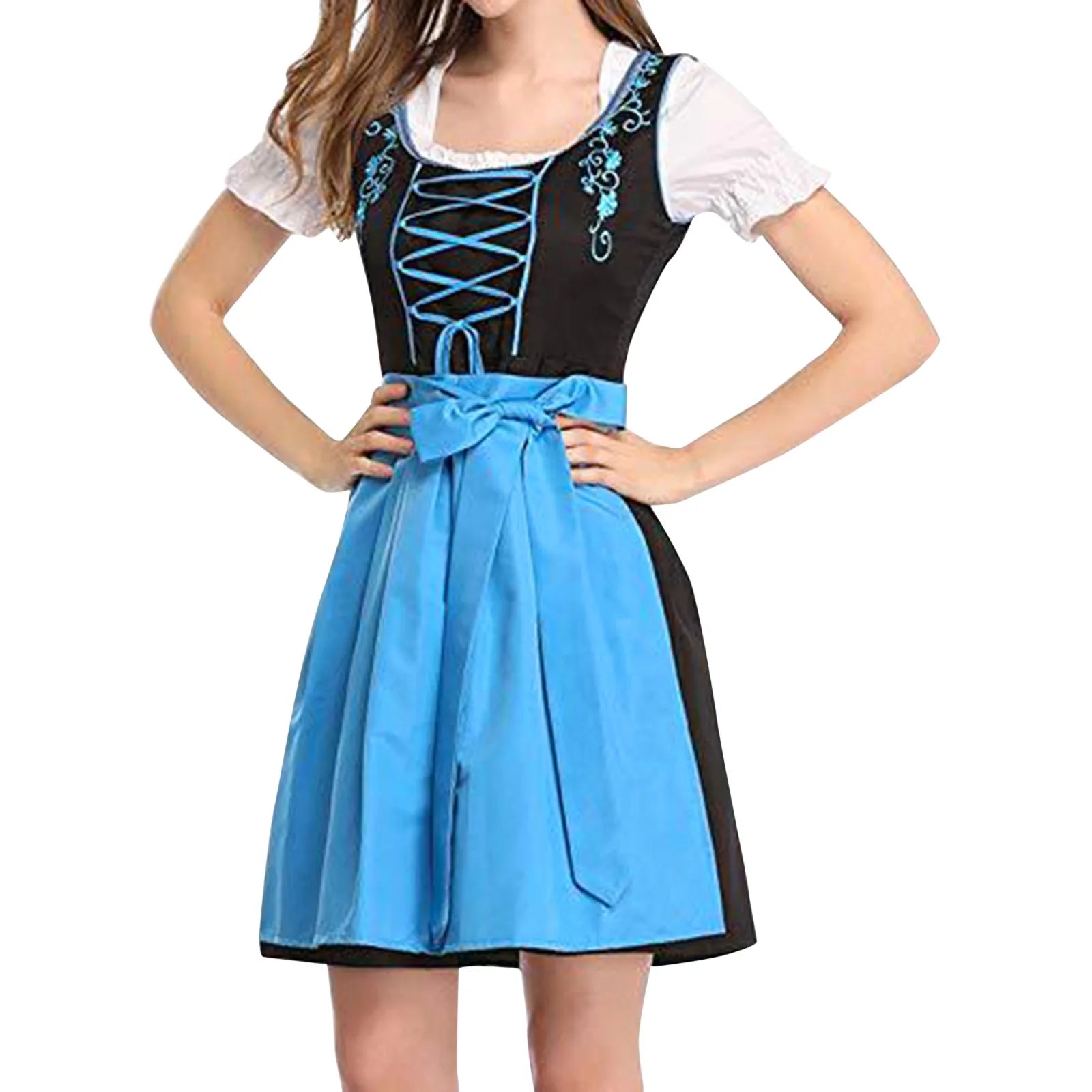 Bavarian Dirndl Dress for Oktoberfest - Y2K Aesthetic Cosplay with Cute Plaid Design