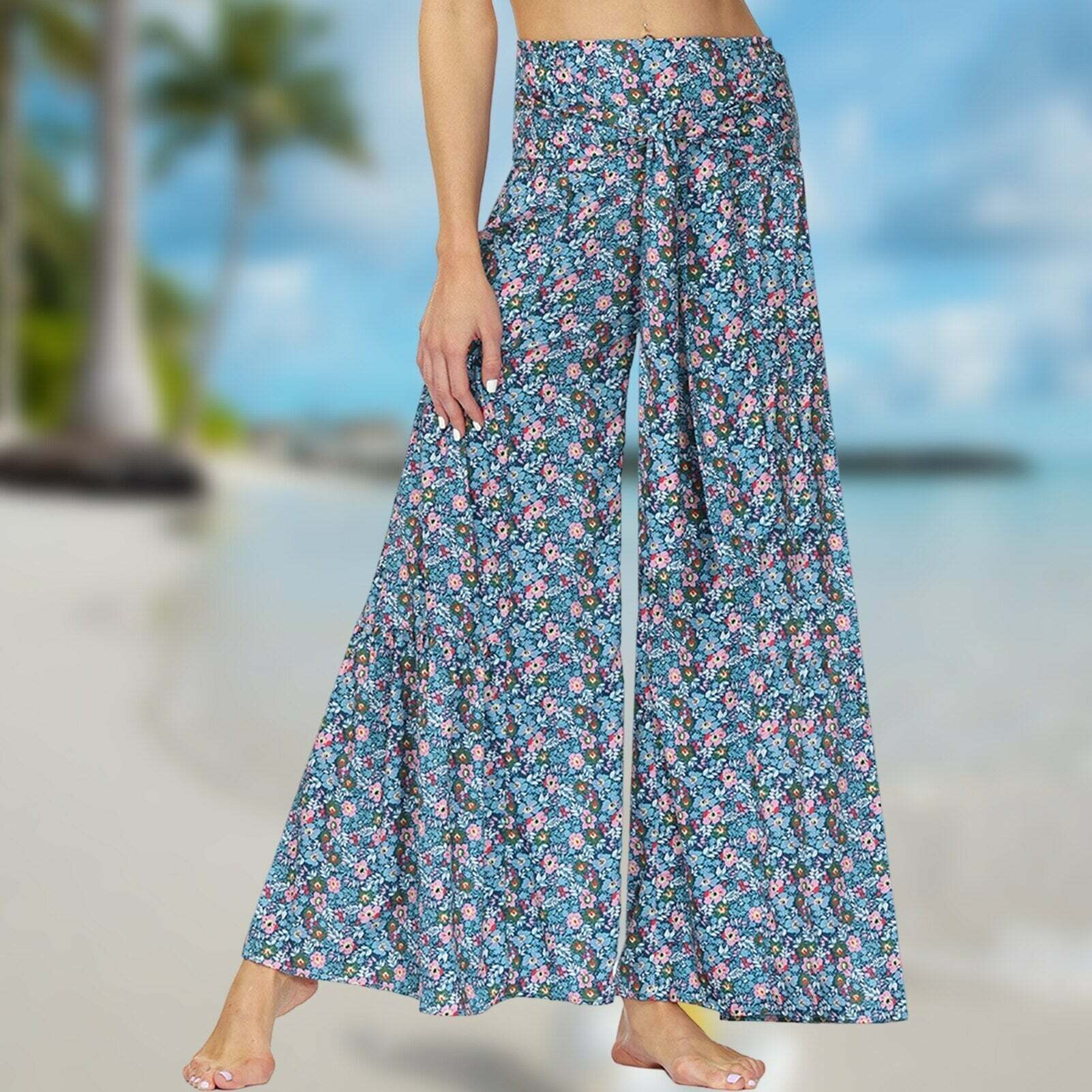 Bohemian Digital Print Floor-Length Pants | Y2K Aesthetic, Grunge, and Coquette Style