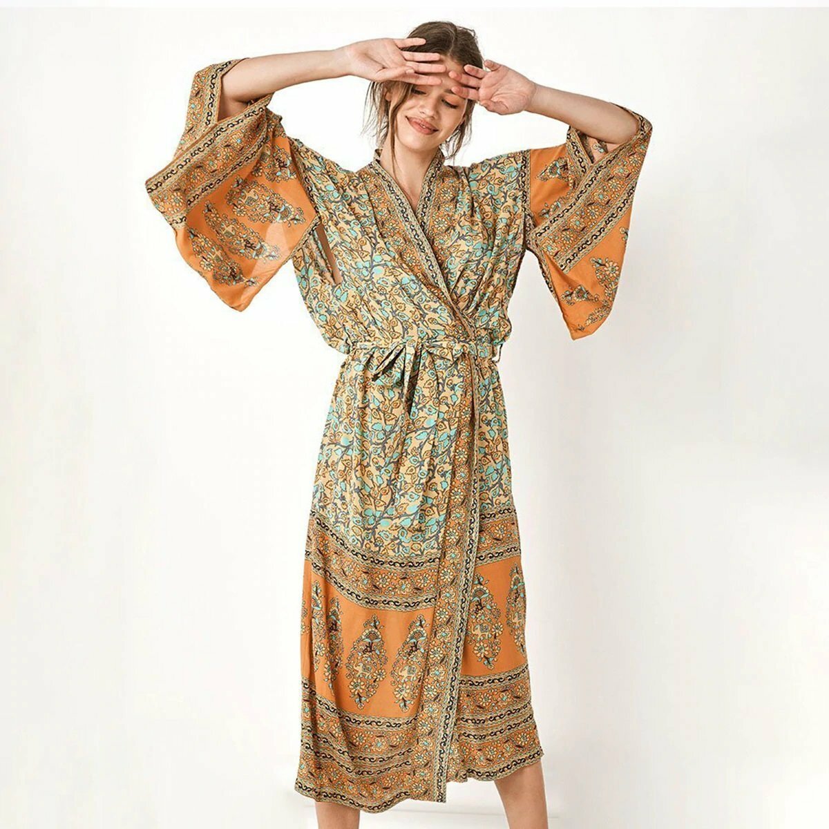 Bohemian Floral Kimono Dress - Y2K Aesthetic, Coquette Style, Perfect for Cute Outfits