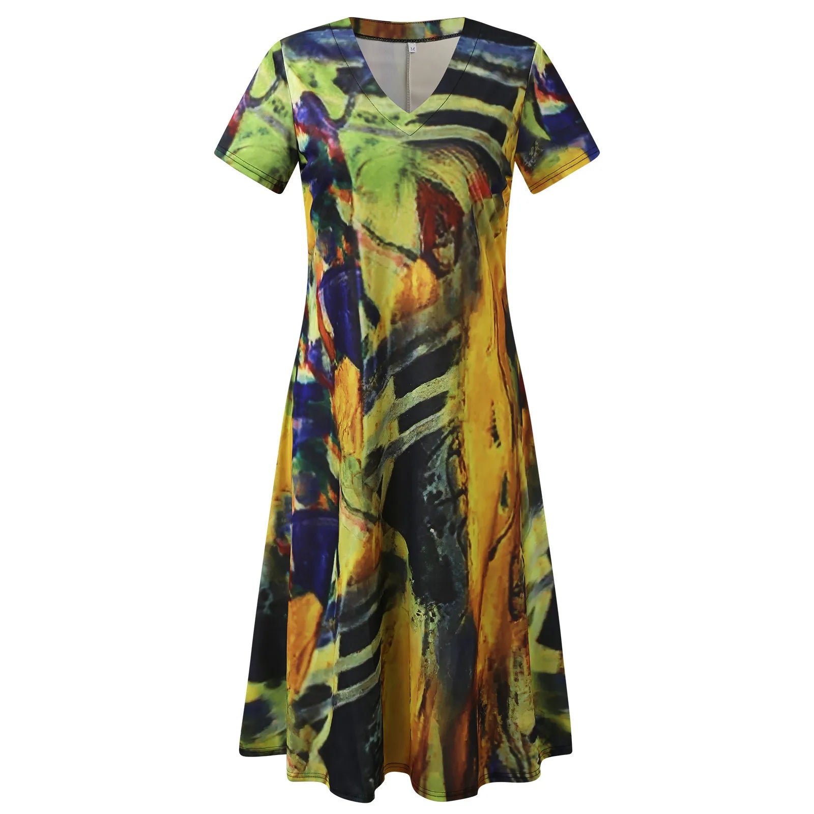 Bohemian Floral Wrap V-Neck Swing Dress - Y2K Aesthetic Casual Beach Tunic with Ruffles