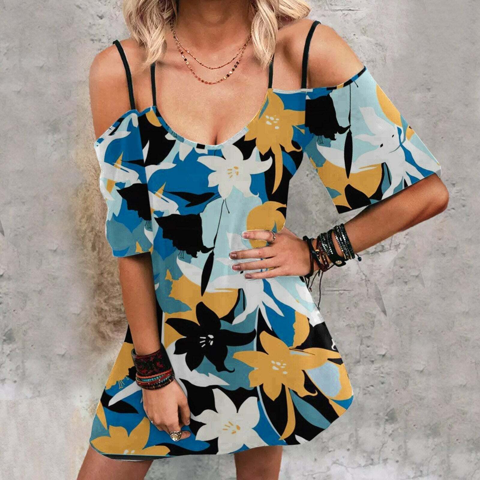 Boho Leaves Print Spaghetti Strap Dress - Y2K Aesthetic, Coquette Style, Cute Summer Outfit