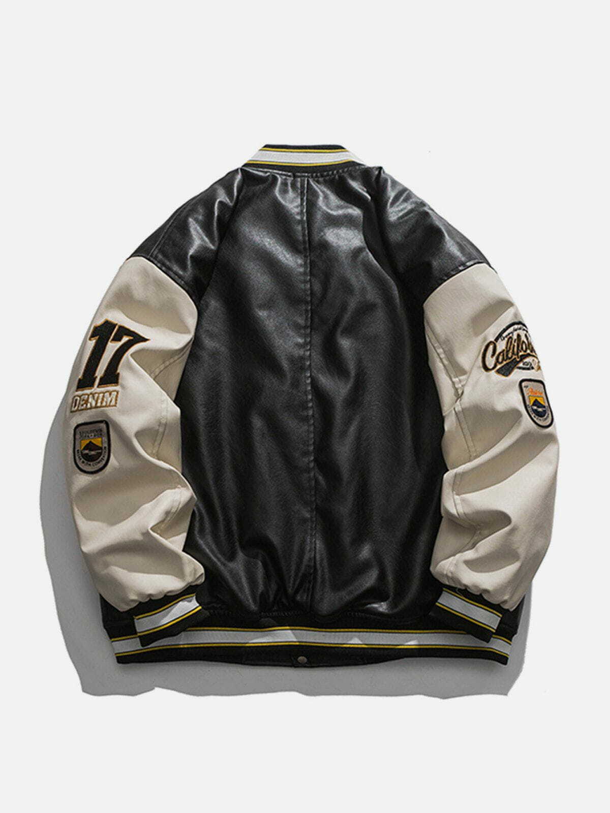 California PU Stitching Thick Varsity Jacket - Y2K Fashion Meets Coquette Aesthetic