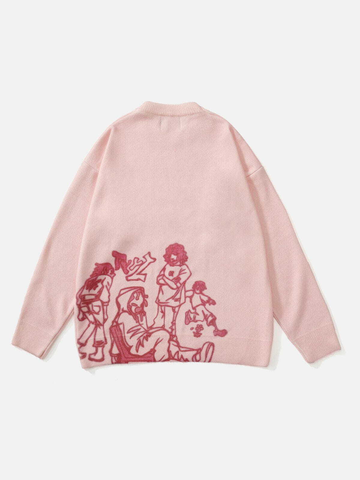 Cartoon Character Print Y2K Hoodie - Cute Aesthetic Sweater for Coquette & Grunge Styles