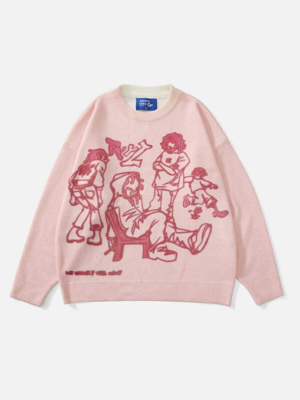 Cartoon Character Print Y2K Hoodie - Cute Aesthetic Sweater for Coquette & Grunge Styles