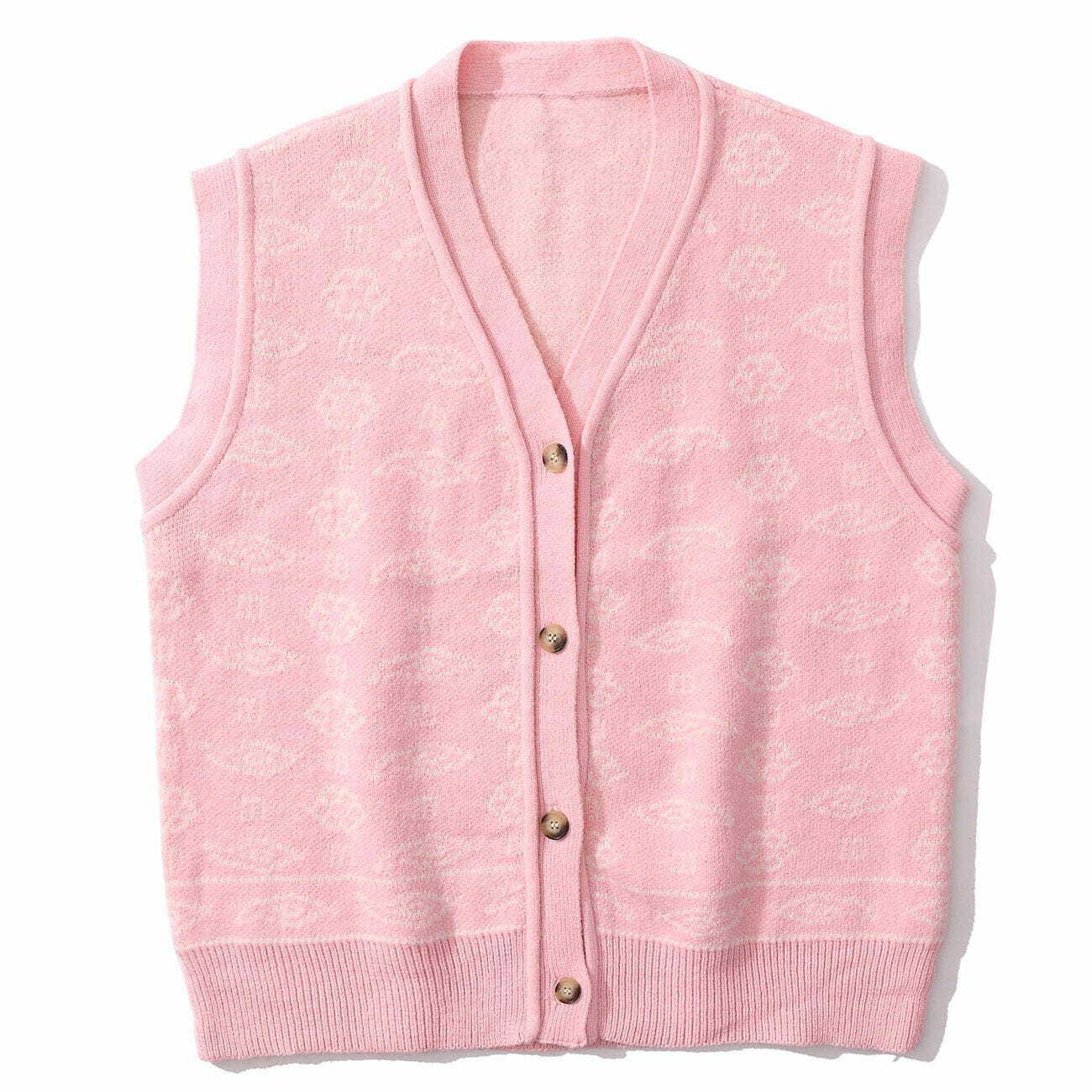 Chic Floral Knit Sweater Vest - Y2K Aesthetic, Coquette Style, Perfect for Fall Outfits