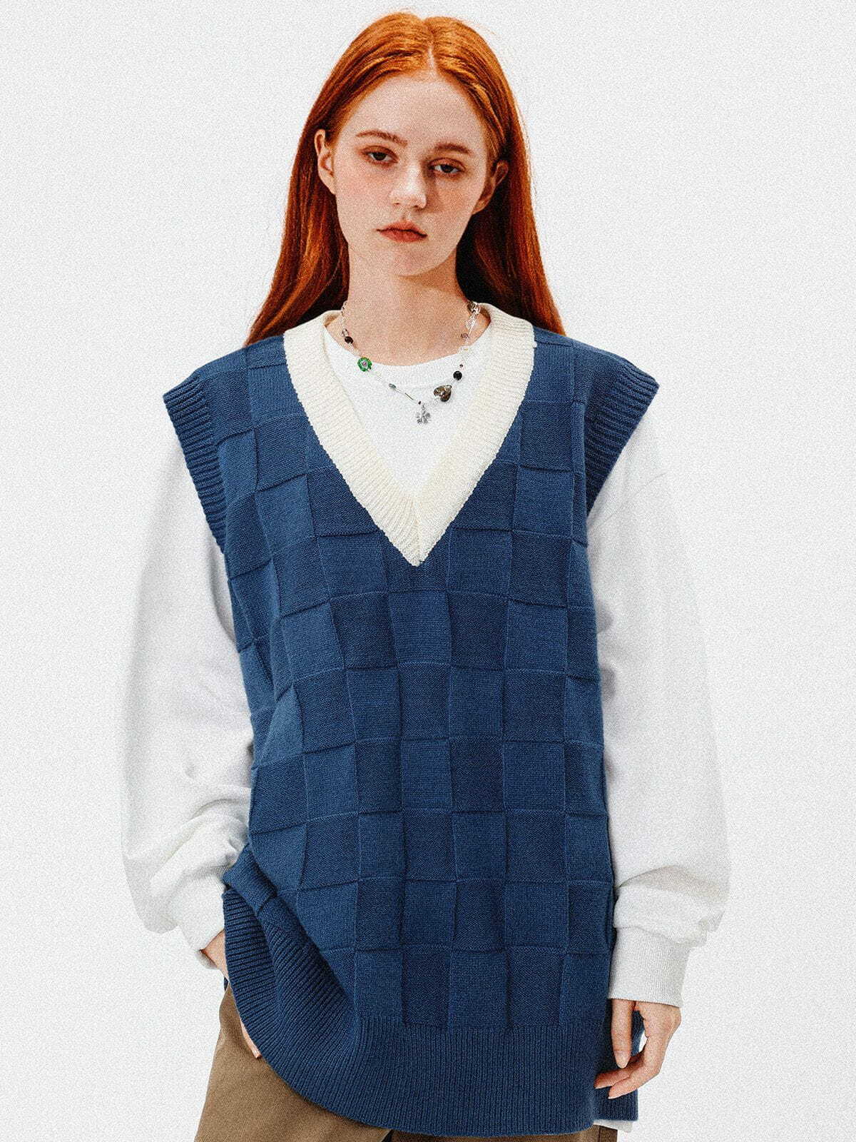 Chic Lattice Sweater Vest for Y2K Fashion Lovers - Perfect for Coquette & Grunge Aesthetics