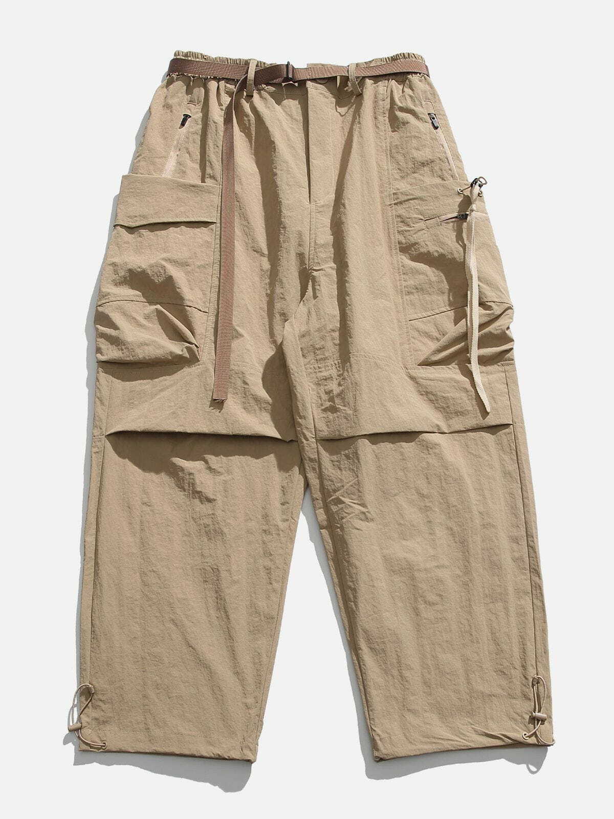 Chic Pleated Cargo Pants with Large Pockets for Y2K Fashion & Grunge Aesthetic Lovers