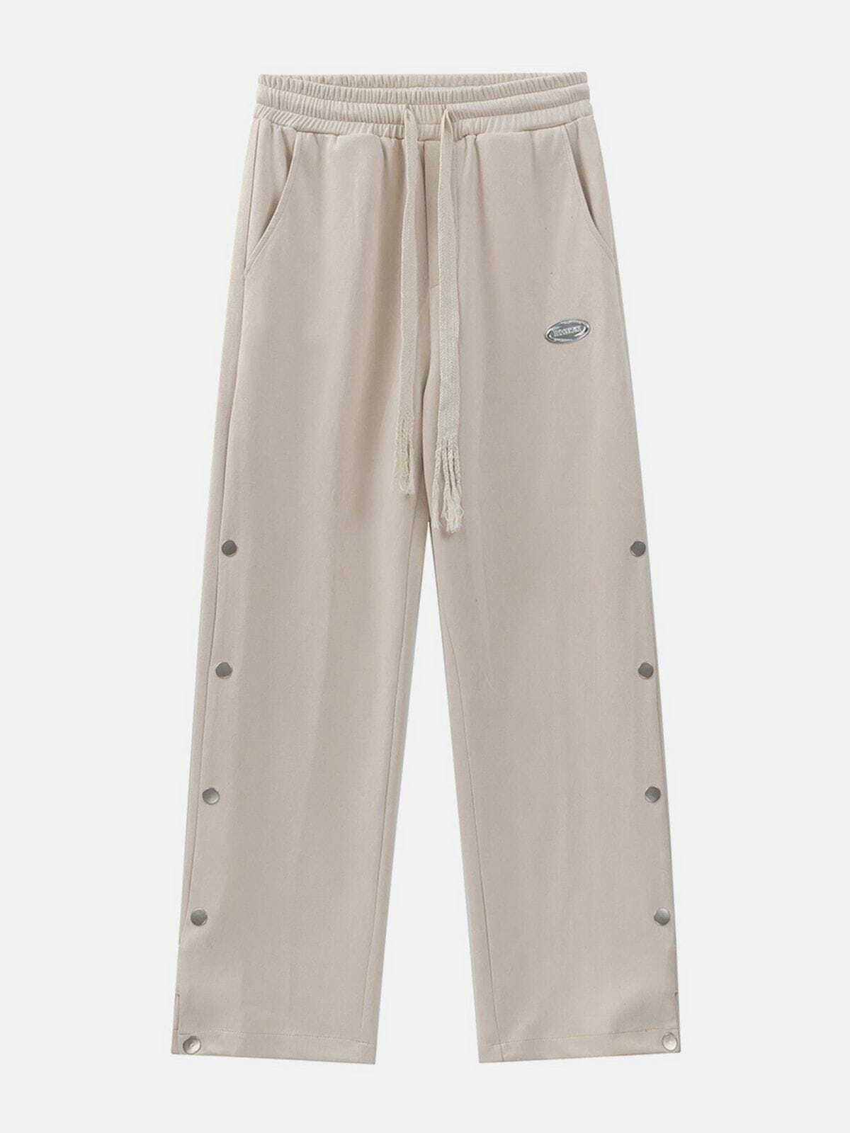 Chic Solid Color Breasted Sweatpants for Y2K Fashion, Coquette Aesthetic & Comfy Style