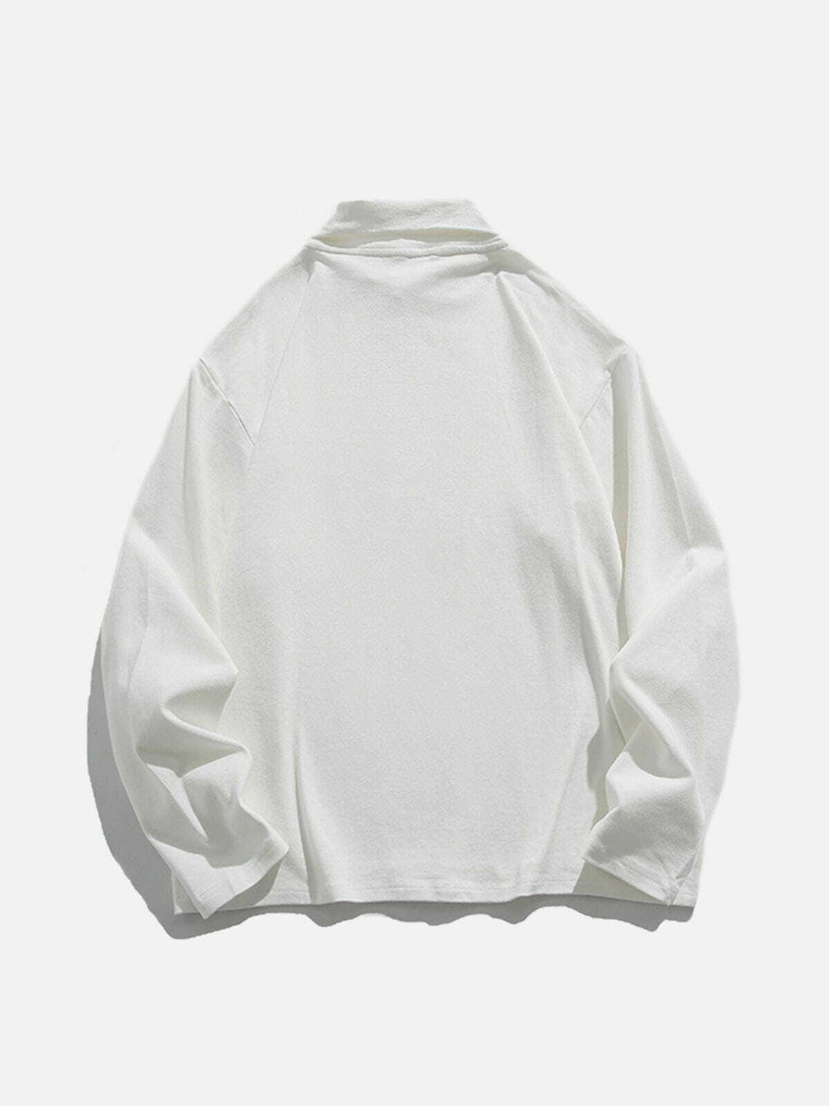 Chic Solid Color High Collar Sweatshirt - Y2K Fashion Essential for Cozy Aesthetic Outfits