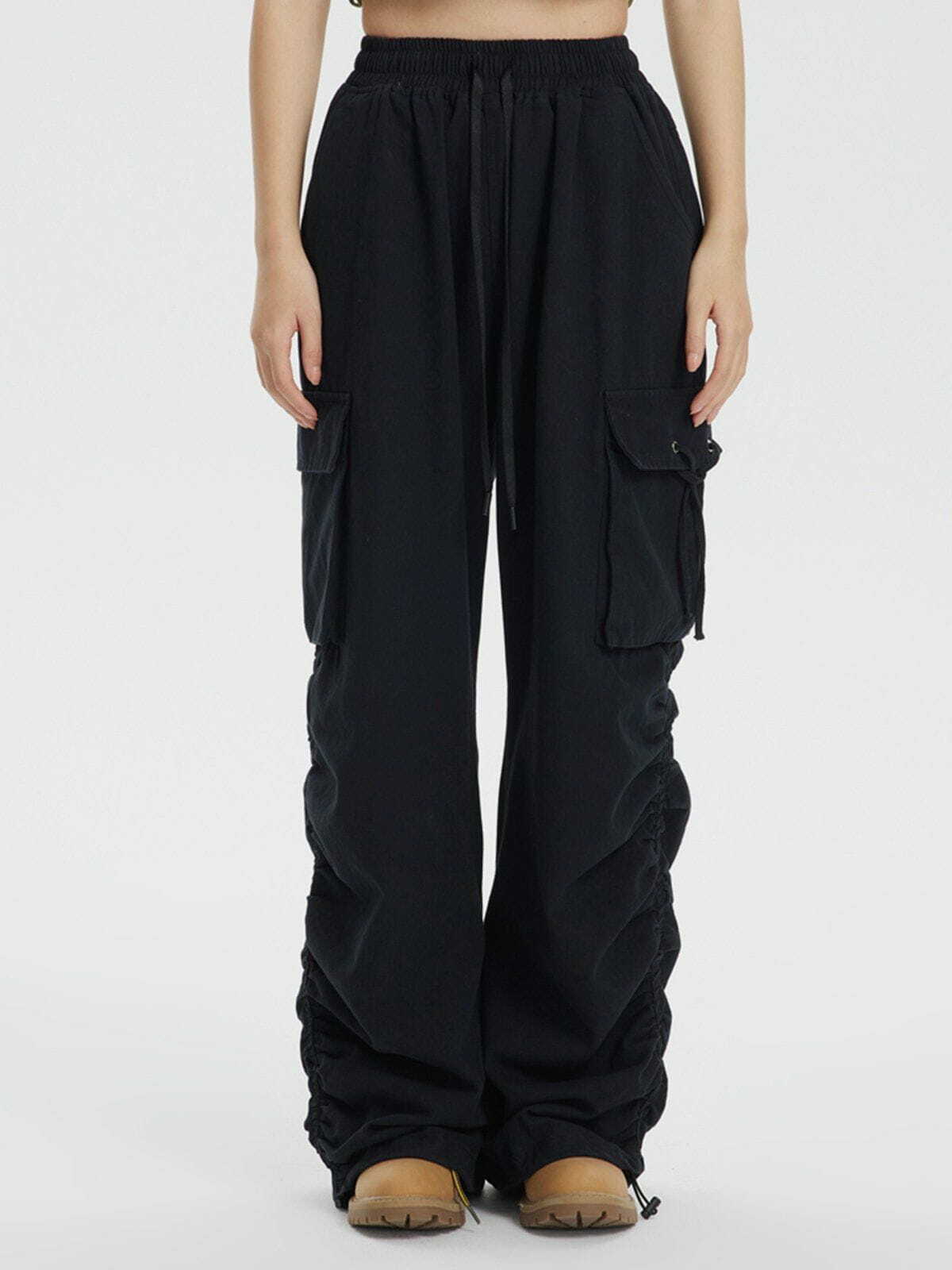 Chic Solid Color Loose Fit Cargo Pants for Y2K Fashion, Grunge Aesthetic & Comfy Style