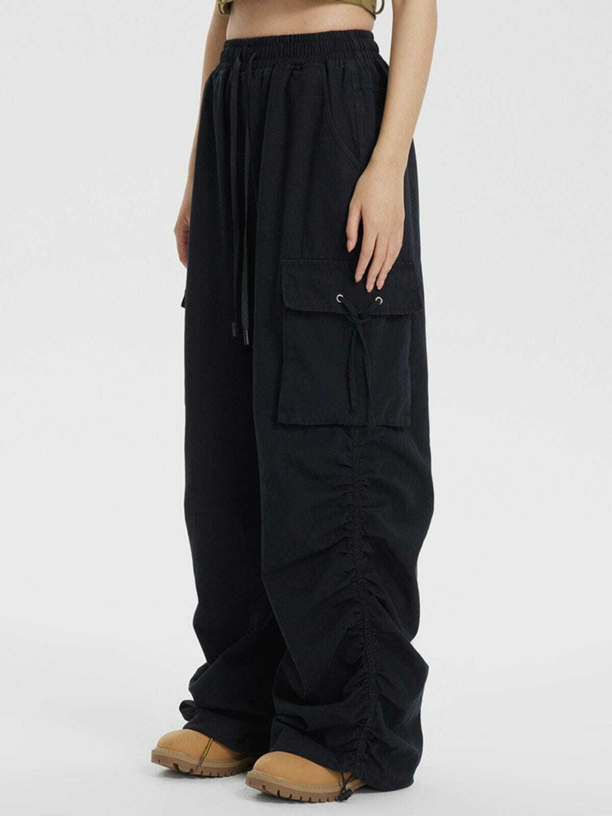 Chic Solid Color Loose Fit Cargo Pants for Y2K Fashion, Grunge Aesthetic & Comfy Style