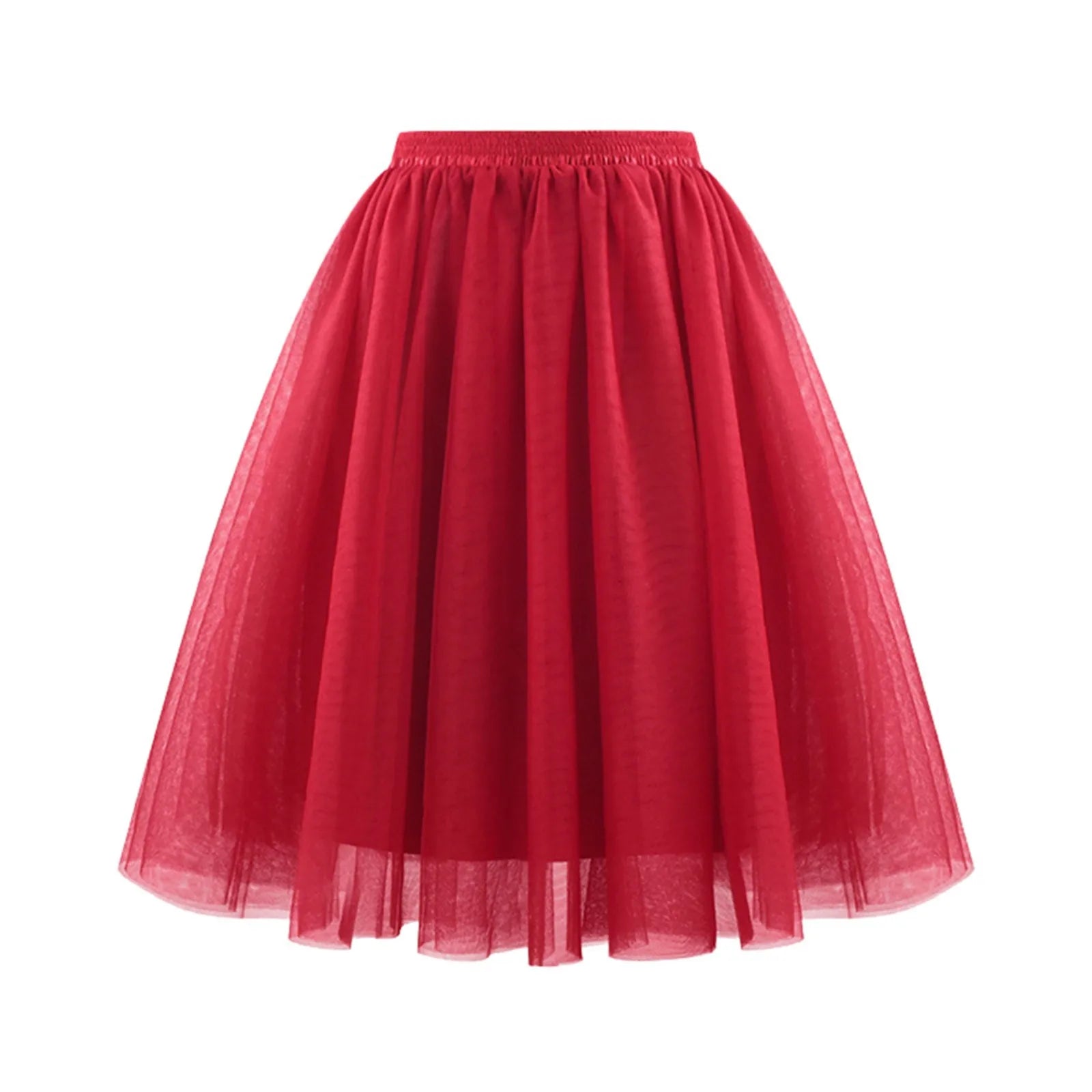 Chic Tulle Pleated Skirt - Soft Mid-Length A-Line Tutu for Weddings & Special Occasions