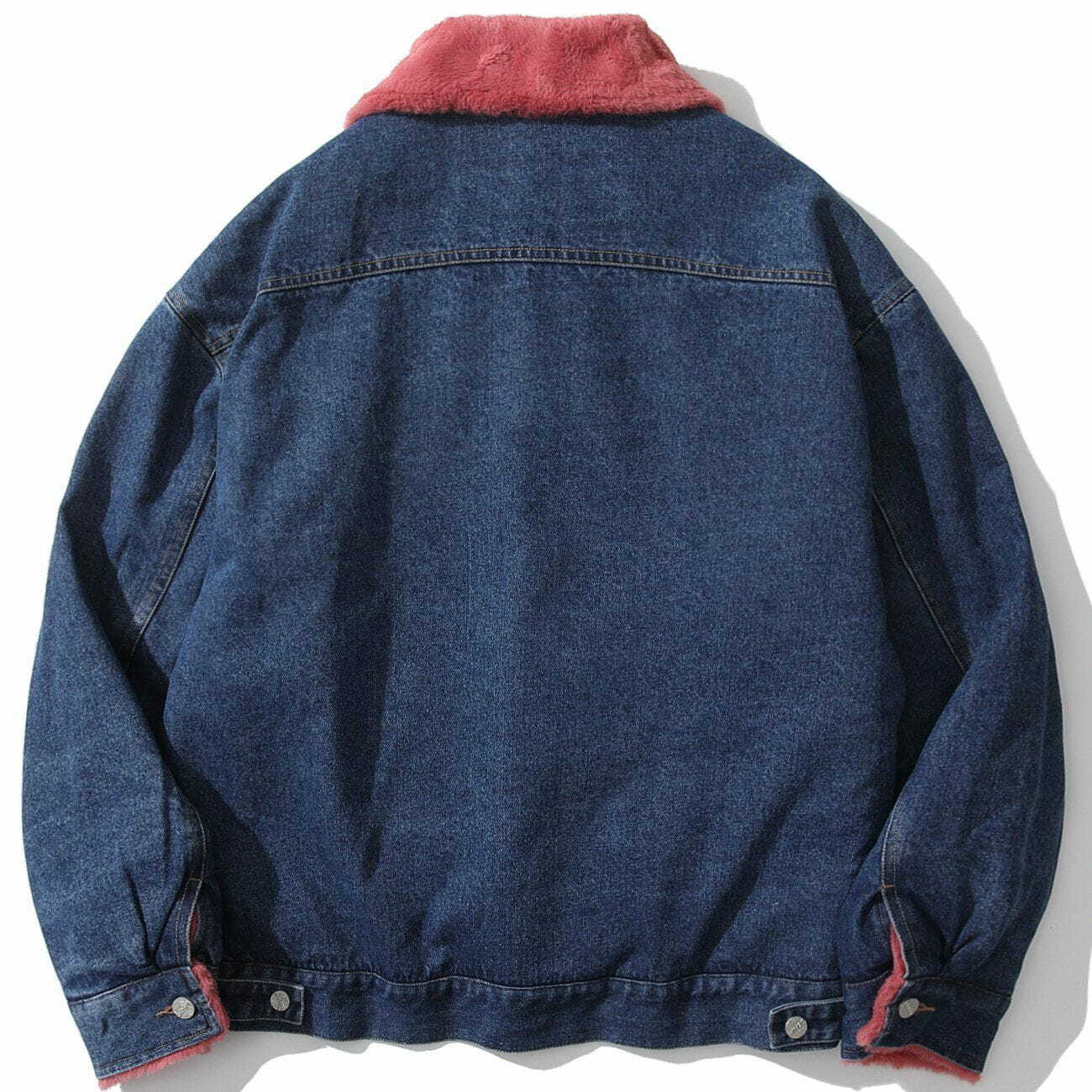 Chic Velvet Denim Winter Coat with Polo Collar - Y2K Fashion Essential for Cozy Aesthetics