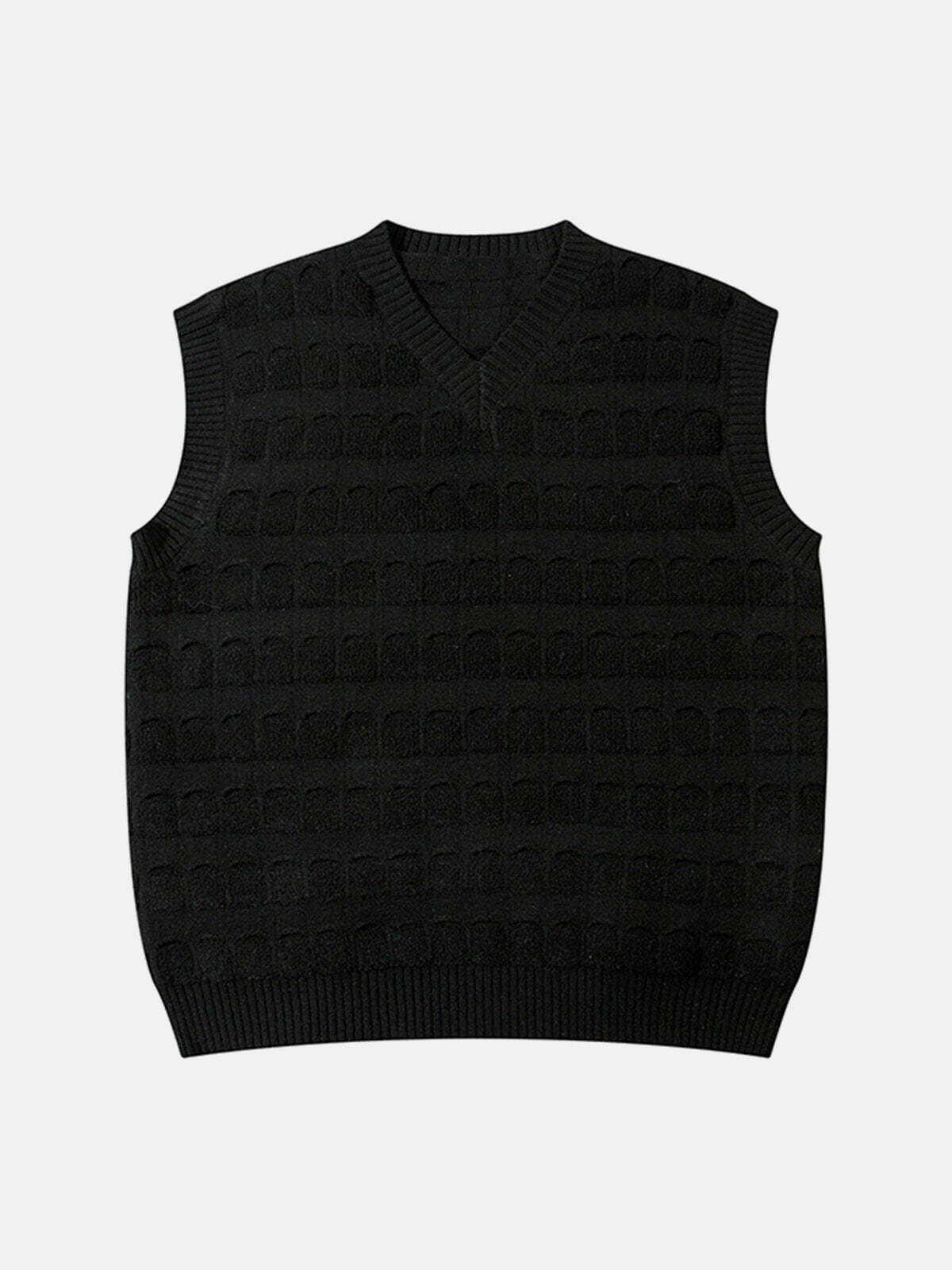 Chic Woven Stripe Sweater Vest - Y2K Fashion Essential for Coquette & Grunge Aesthetics