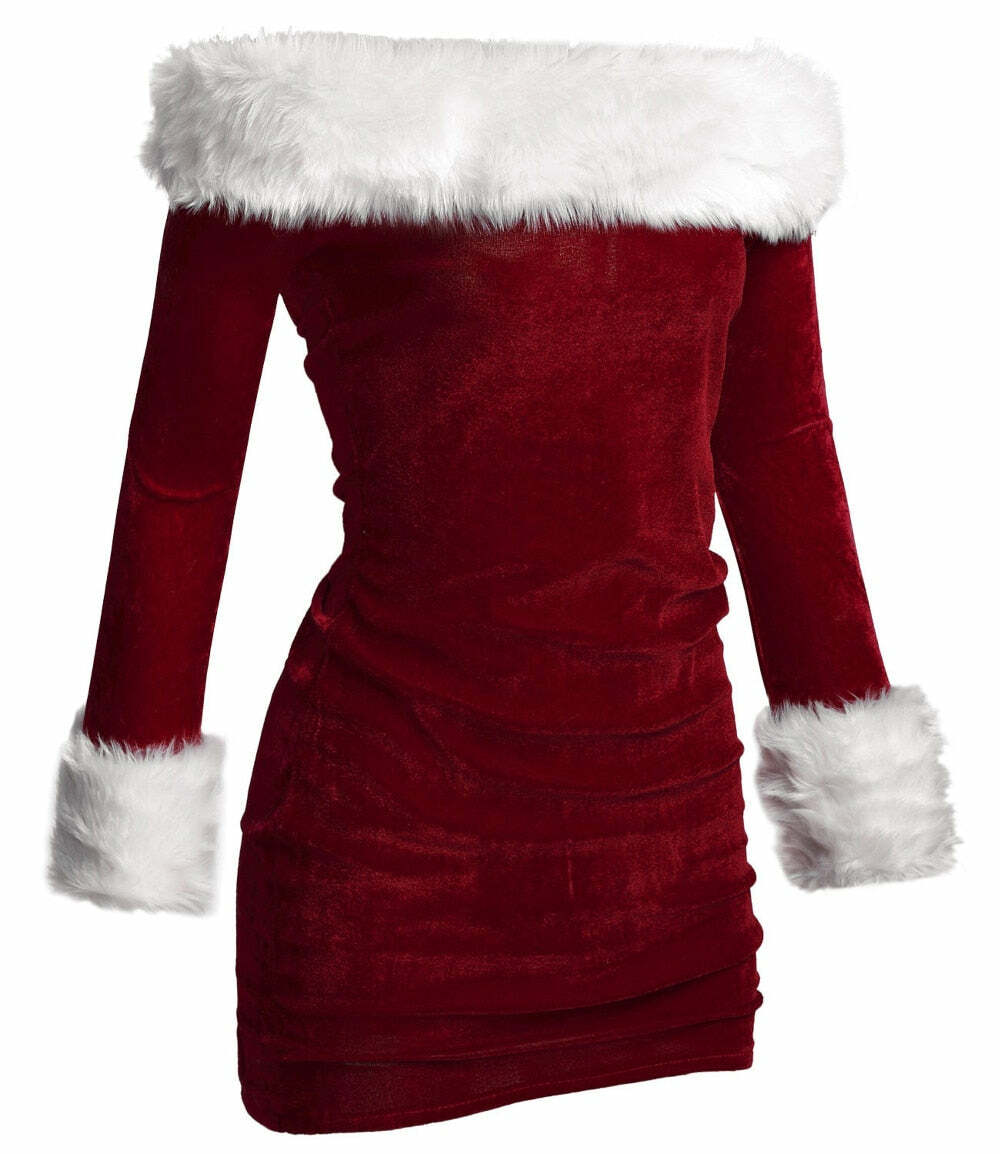 Chic Y2K Red Christmas Dress - Sexy Holiday Outfit with Coquette & Grunge Aesthetic