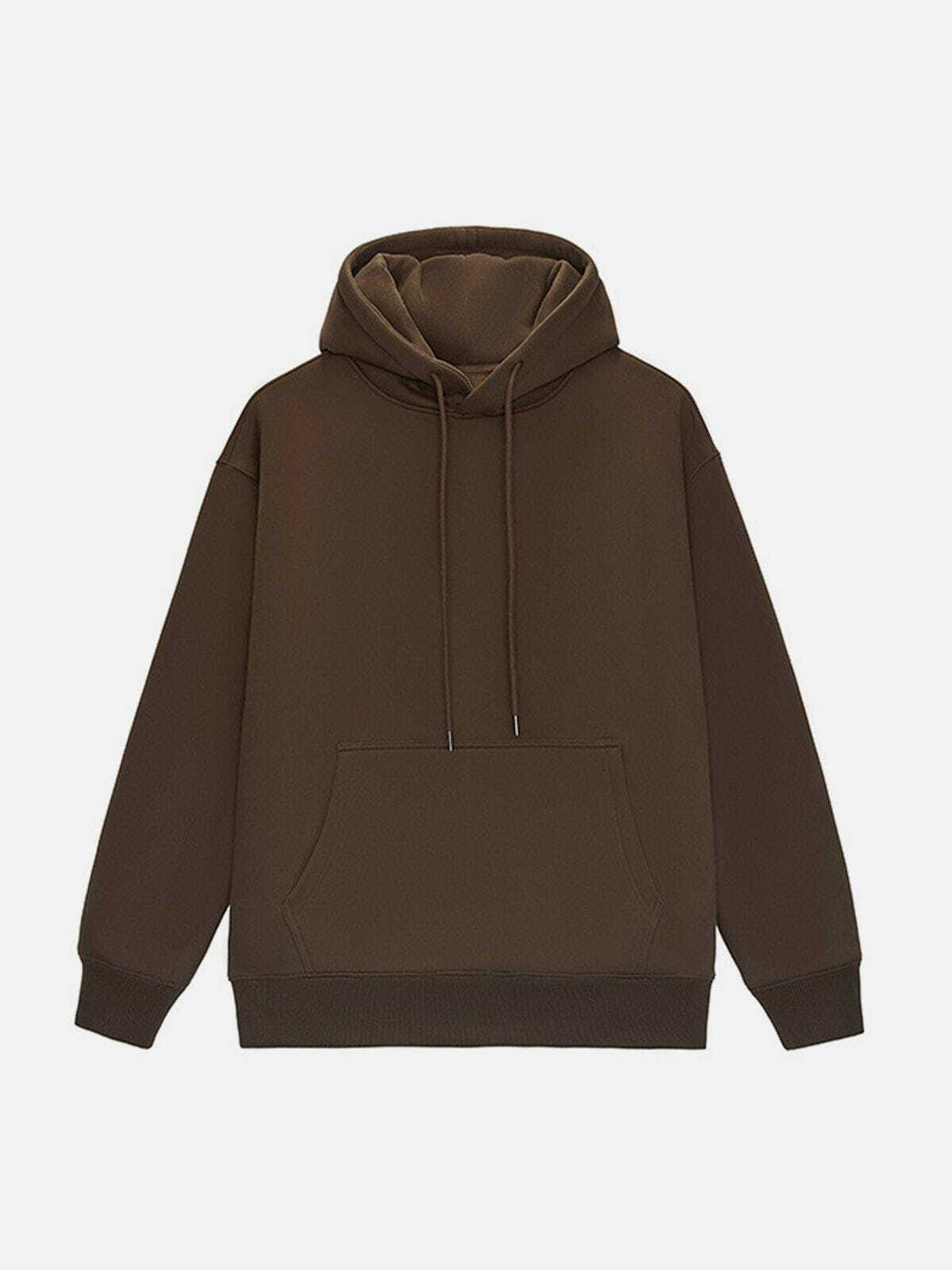 Comfy Solid Color Drawstring Hoodie - Y2K Aesthetic, Cute Tops for Grunge & Coquette Styles