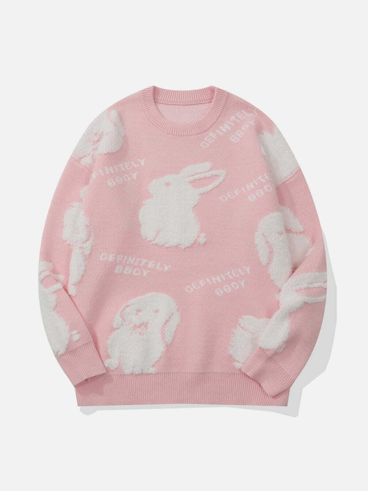 Coquette Aesthetic Flocked Rabbit Sweater - Y2K Fashion Cute Top for Fall Aesthetic