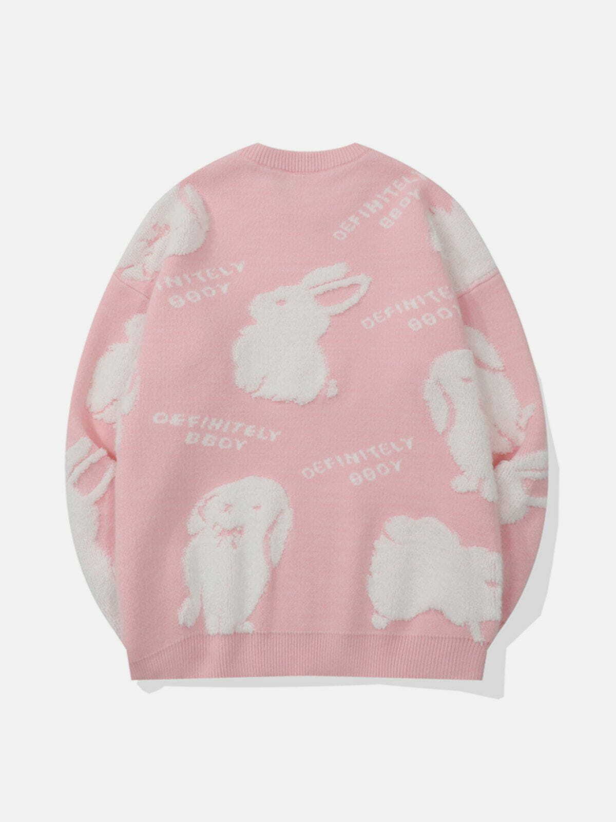 Coquette Aesthetic Flocked Rabbit Sweater - Y2K Fashion Cute Top for Fall Aesthetic