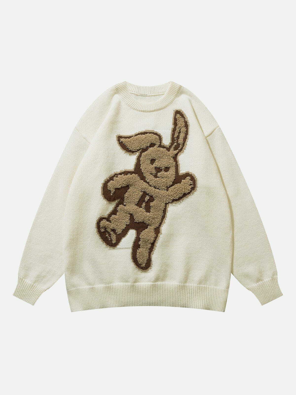 Coquette Aesthetic Flocking Rabbit Sweater - Y2K Fashion Cute Top for Fall Aesthetic