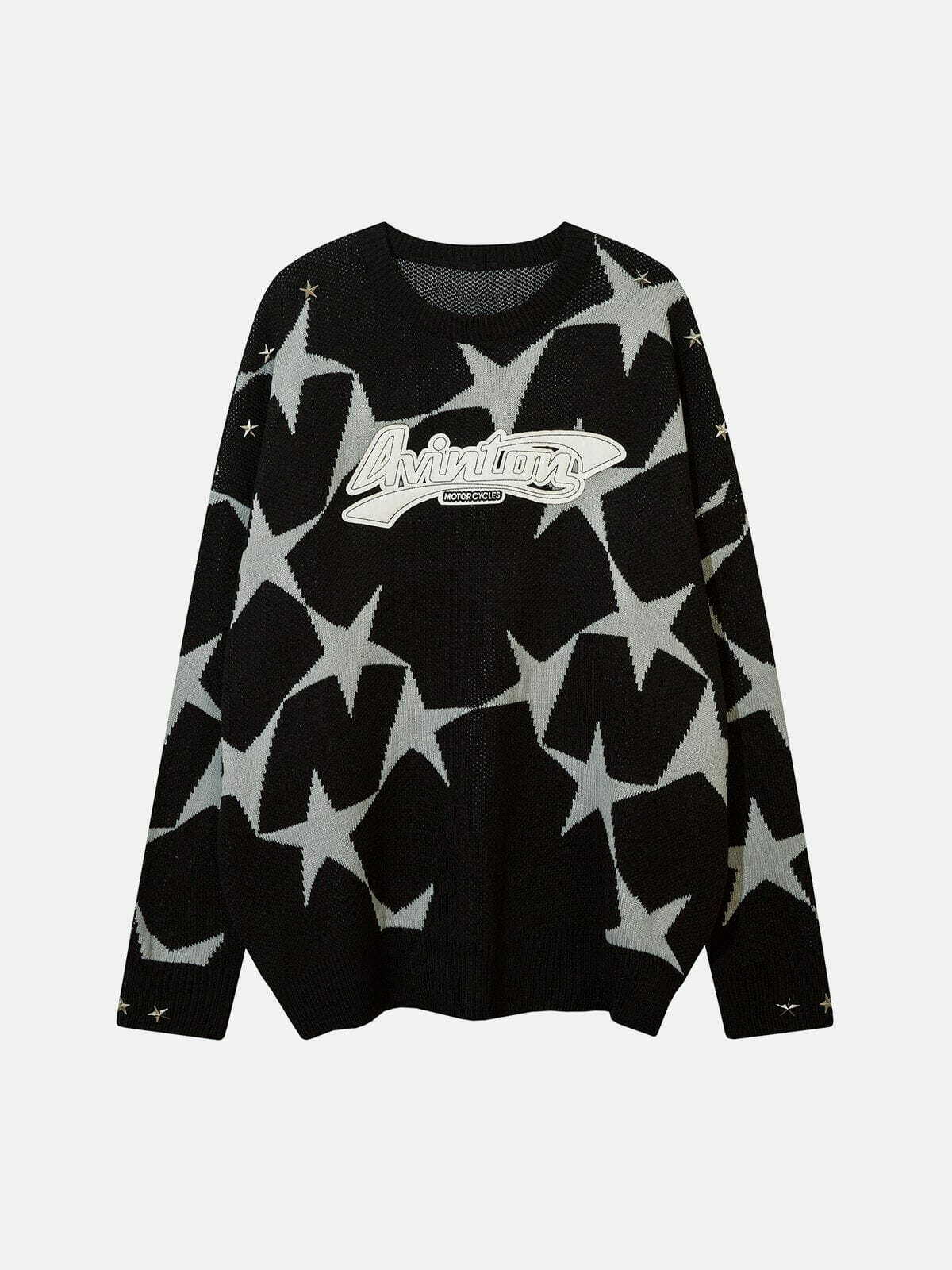 Coquette Aesthetic Full Print Star Sweater - Y2K Fashion Cute Top for Grunge Style Lovers