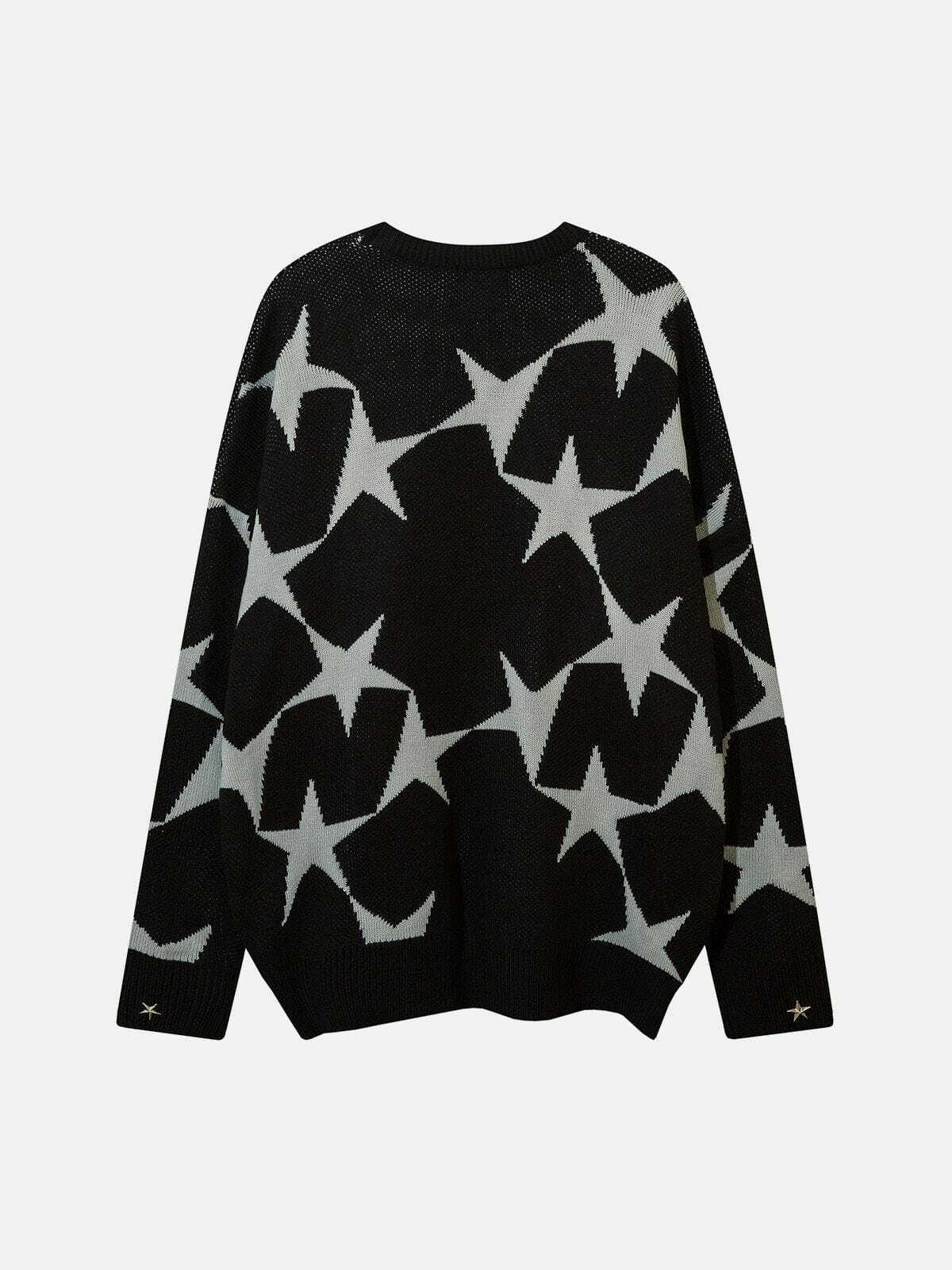 Coquette Aesthetic Full Print Star Sweater - Y2K Fashion Cute Top for Grunge Style Lovers