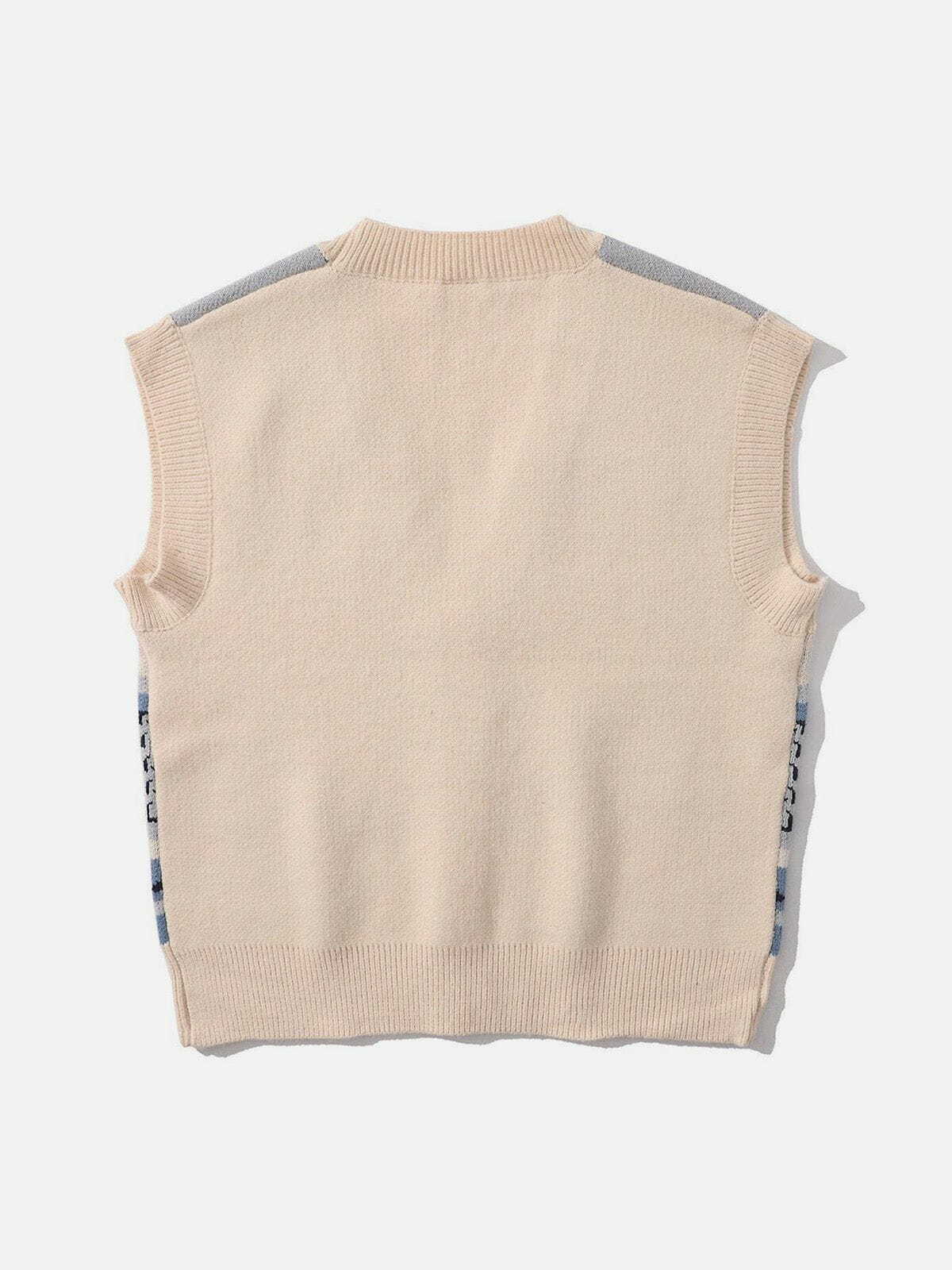 Coquette Aesthetic Hand In Hand Pattern Knit Sweater Vest - Y2K Fashion Essential