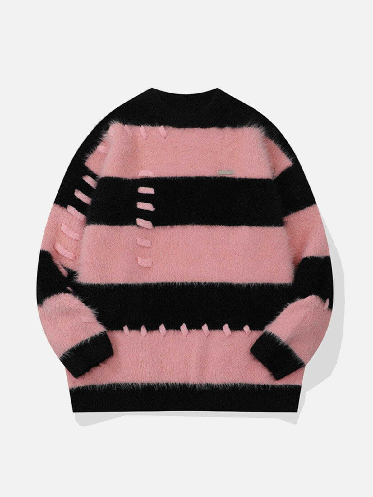 Coquette Aesthetic Mohair Stripe Sweater - Y2K Fashion Cute Top for Fall Aesthetic