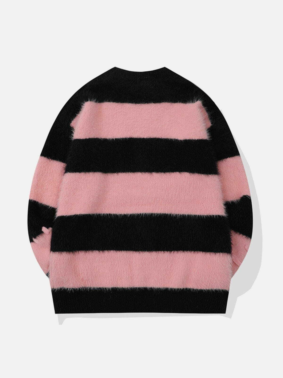 Coquette Aesthetic Mohair Stripe Sweater - Y2K Fashion Cute Top for Fall Aesthetic