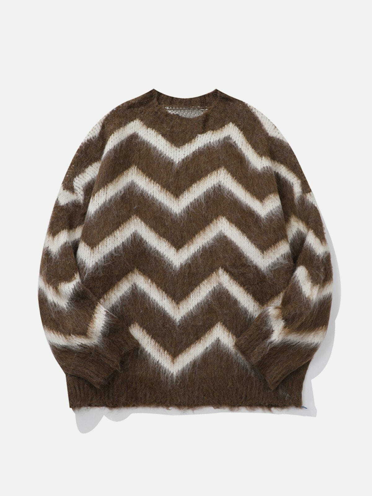 Coquette Aesthetic Mohair Wavy Stripe Sweater - Y2K Fashion & Cute Tops for Fall