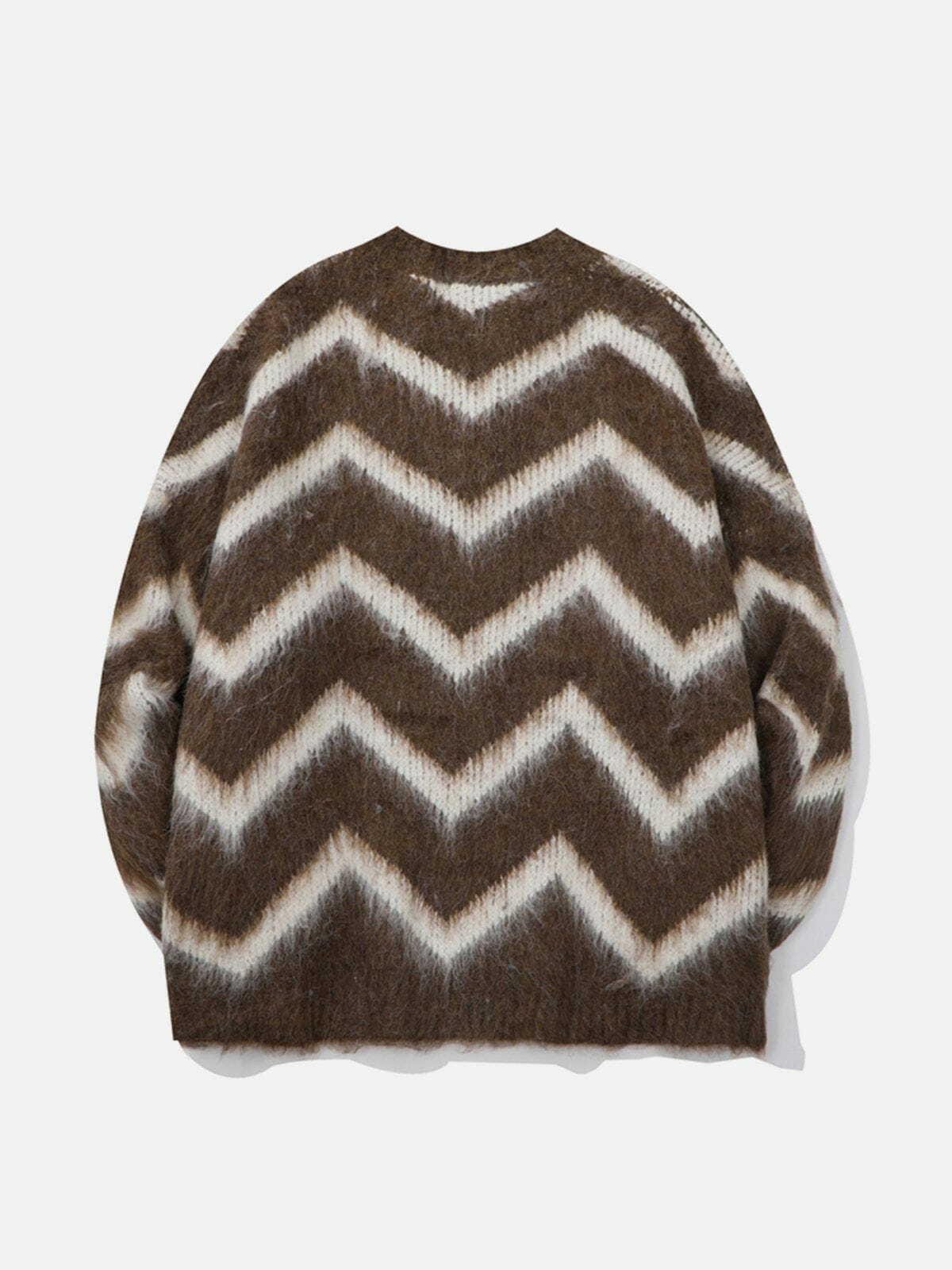 Coquette Aesthetic Mohair Wavy Stripe Sweater - Y2K Fashion & Cute Tops for Fall