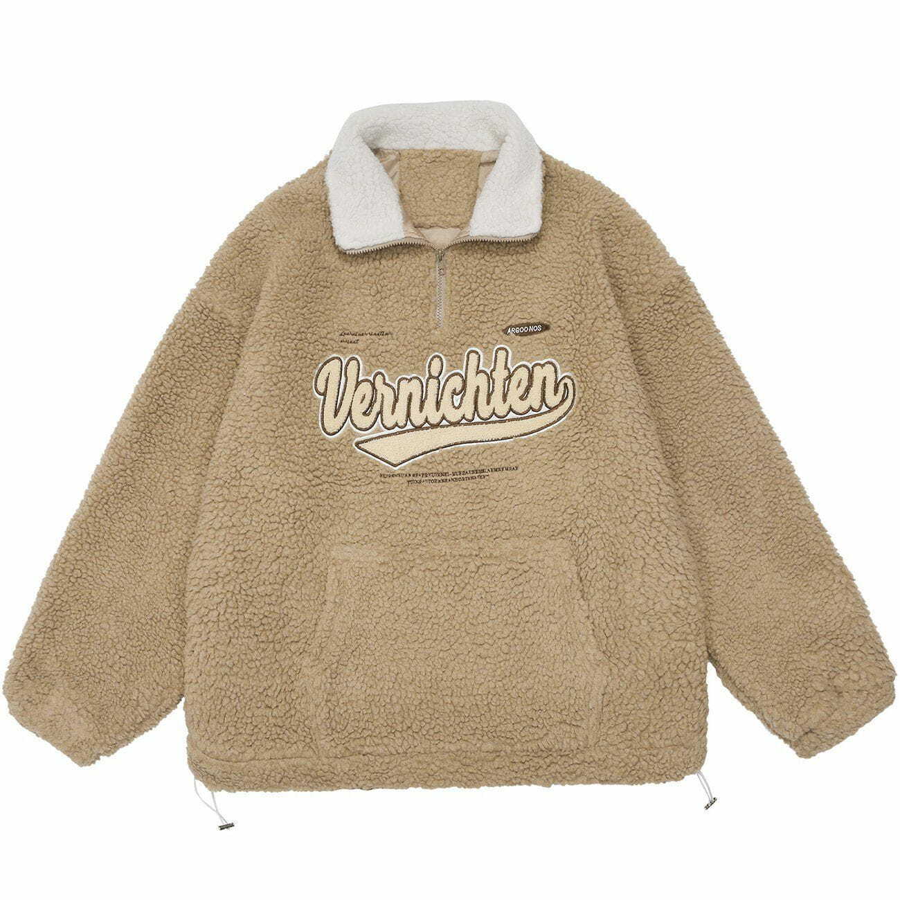 Coquette Aesthetic Monogram Embroidery Sherpa Winter Coat for Y2K Fashion Lovers