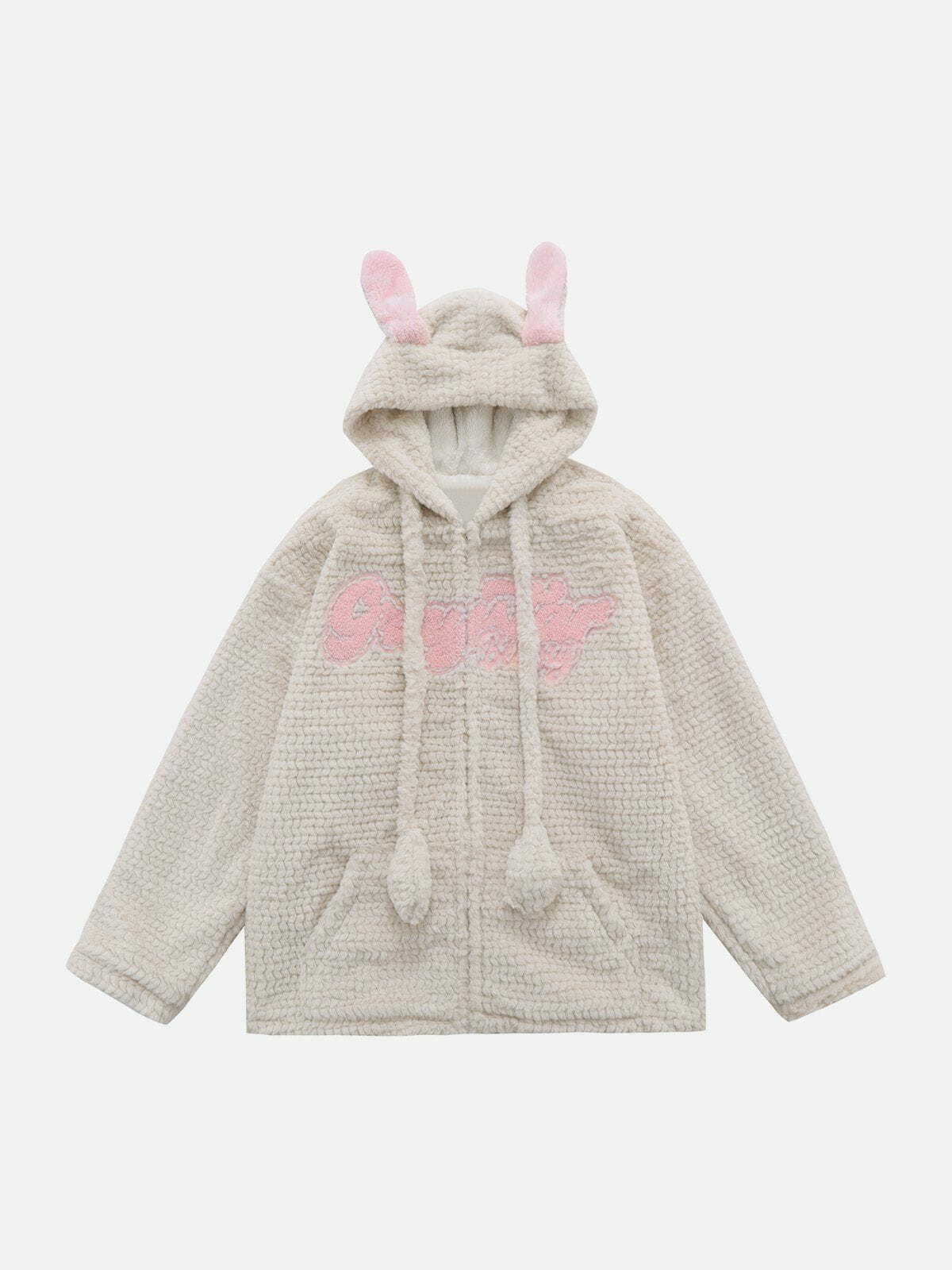 Coquette Aesthetic Rabbit Ears Hooded Winter Coat - Y2K Fashion Cute & Comfy Style