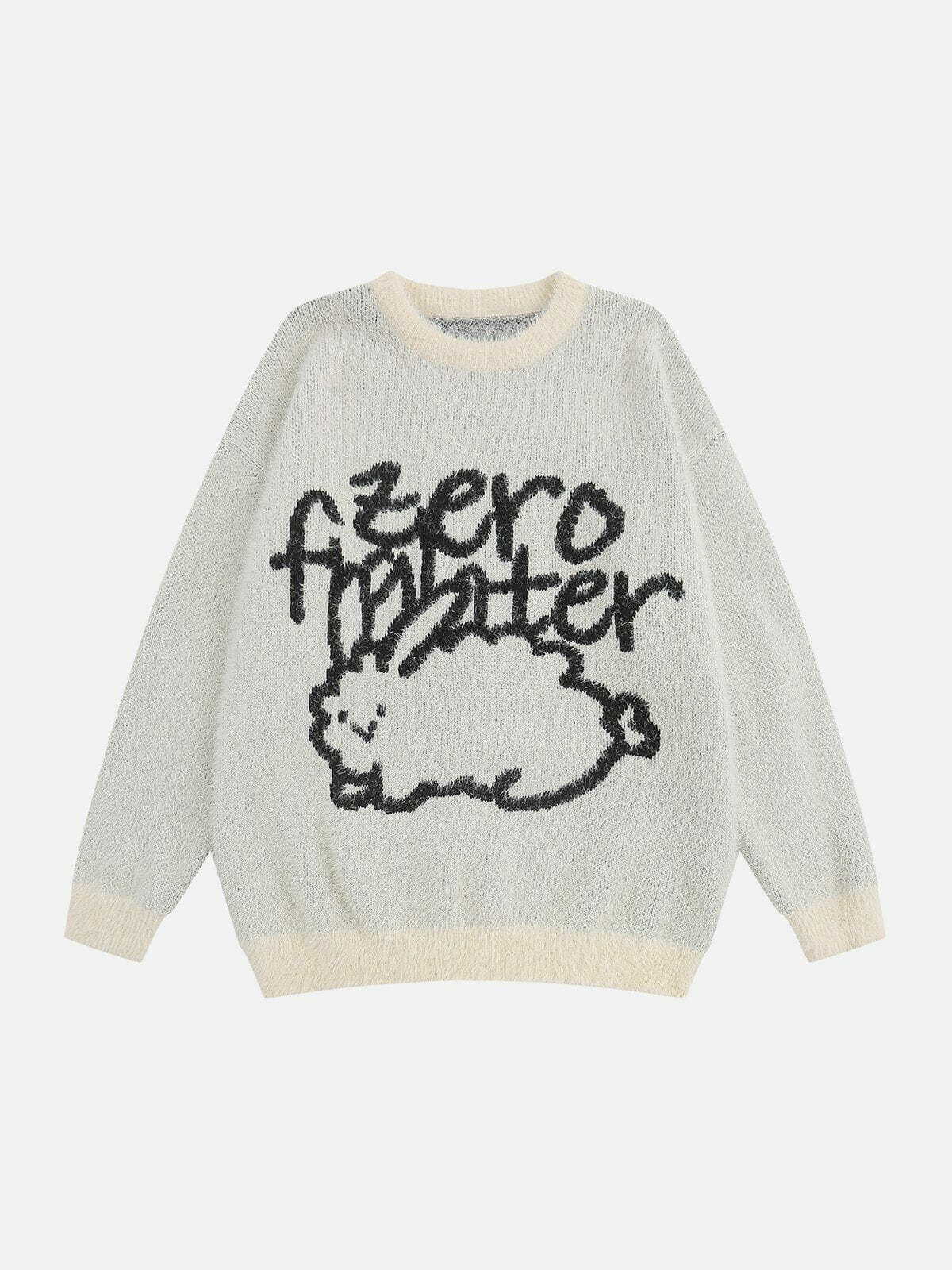 Coquette Aesthetic Rabbit Jacquard Knit Sweater - Y2K Fashion Comfy Cute Top