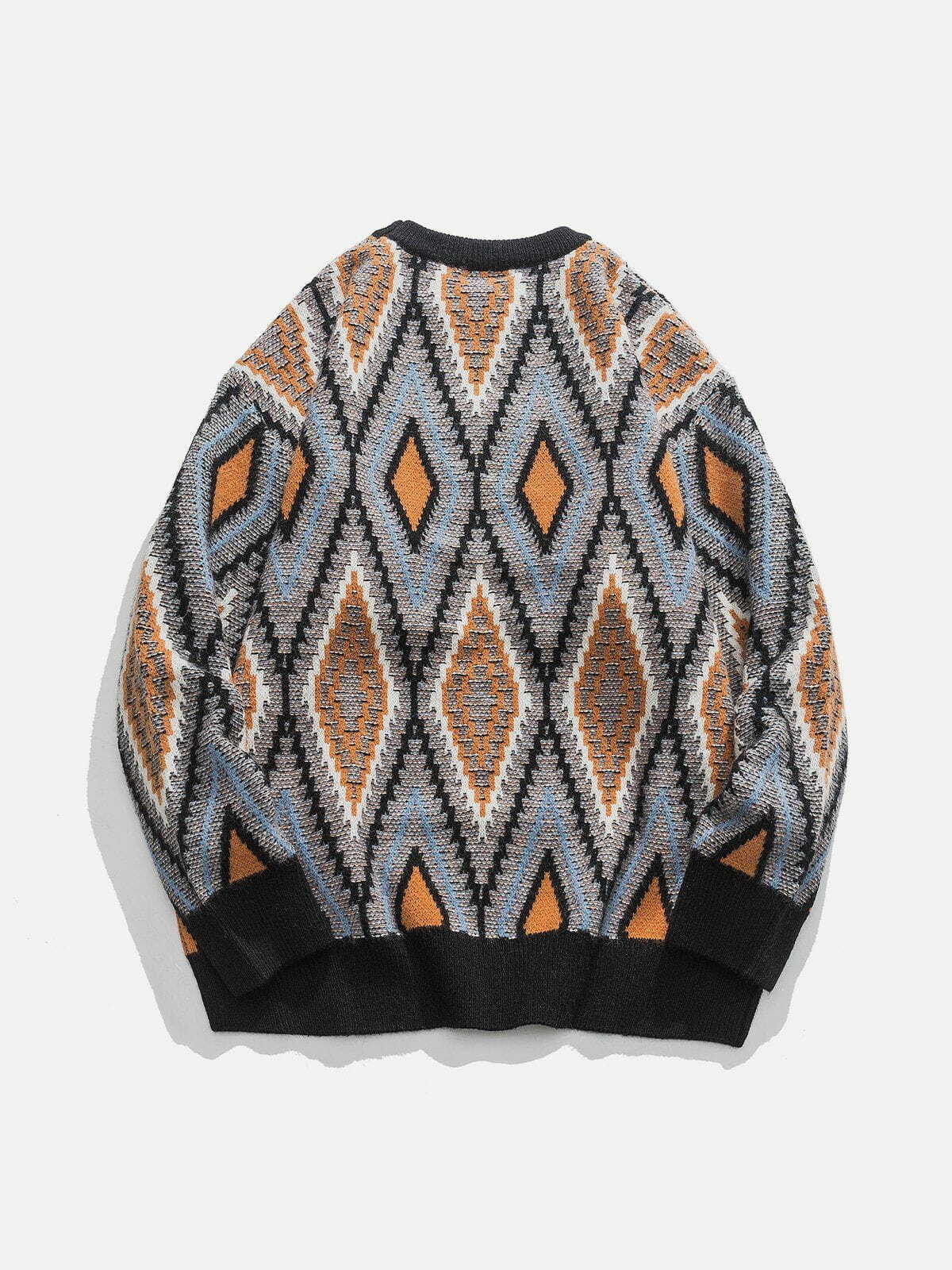 Coquette Aesthetic Rhombus Sweater - Y2K Fashion Cute Top for Fall Aesthetic Outfits