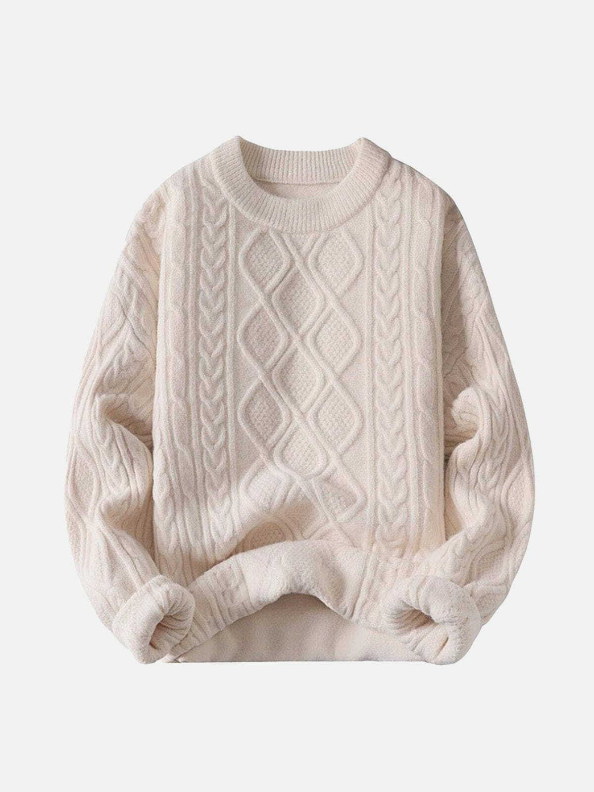 Coquette Aesthetic Solid Color Crew Neck Sweater - Y2K Fashion Essential for Cute Outfits