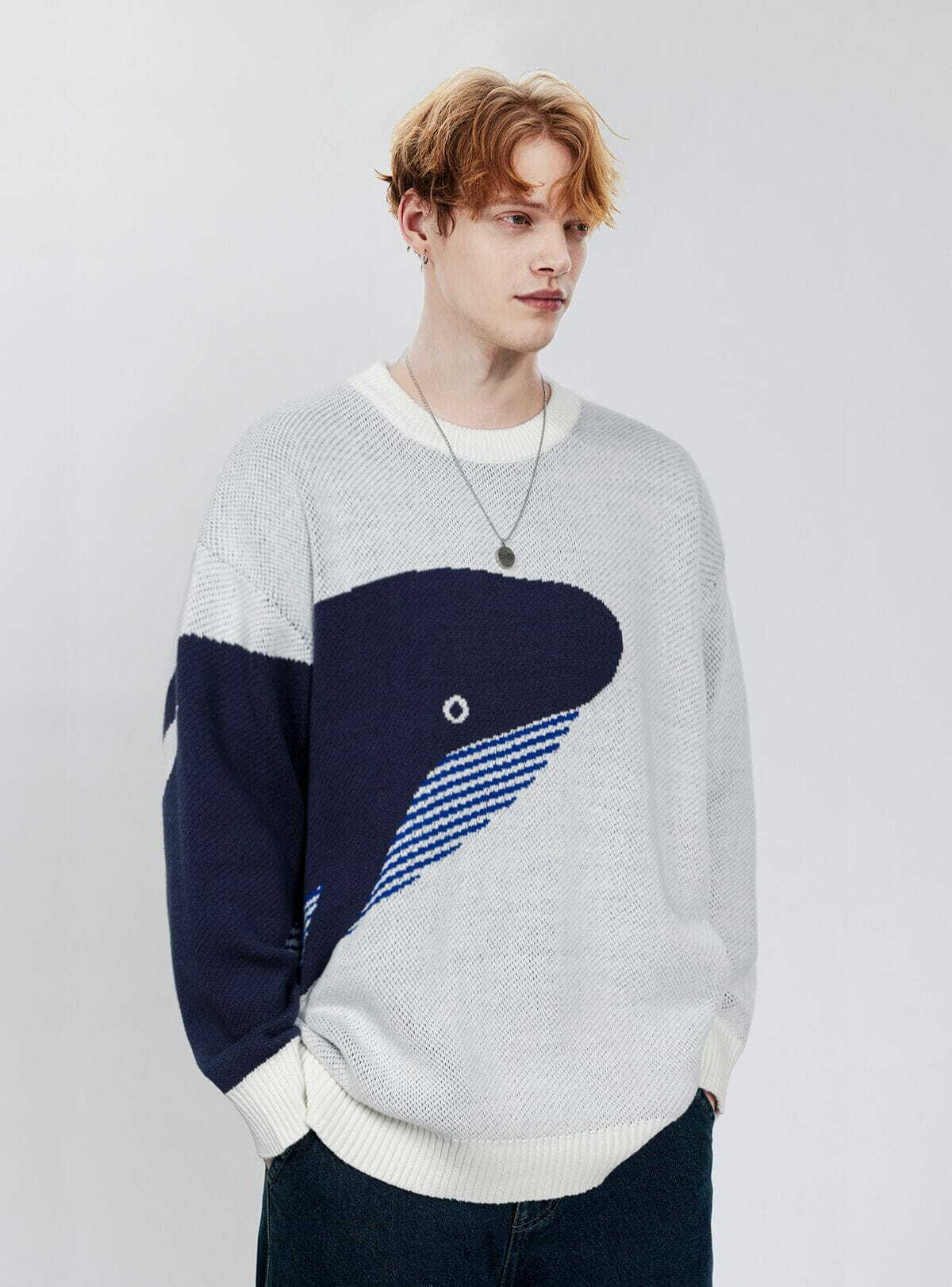 Coquette Aesthetic 'The Loneliest Whale' Knit Sweater - Y2K Fashion & Grunge Style