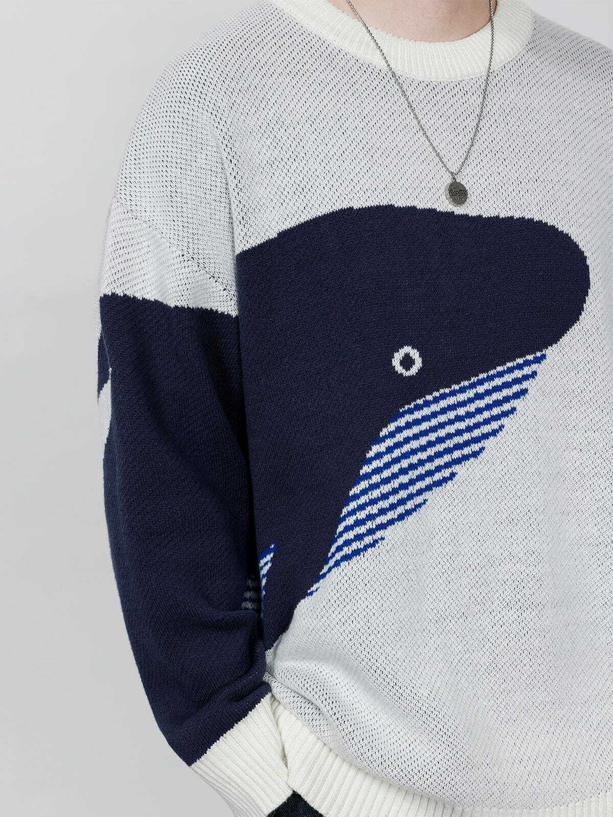 Coquette Aesthetic 'The Loneliest Whale' Knit Sweater - Y2K Fashion & Grunge Style